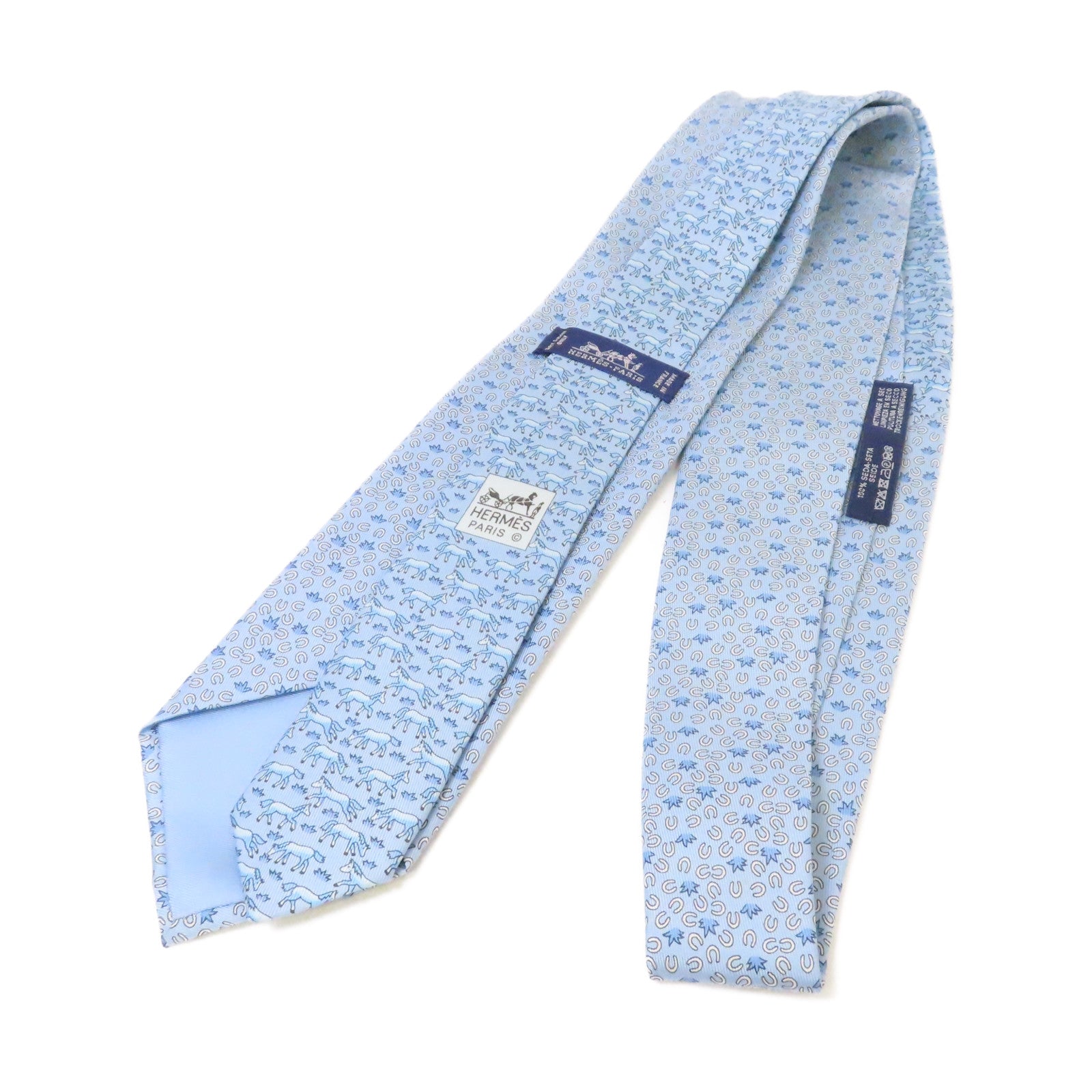 HERMES 絲質Necktie領帶淺藍色/彩色