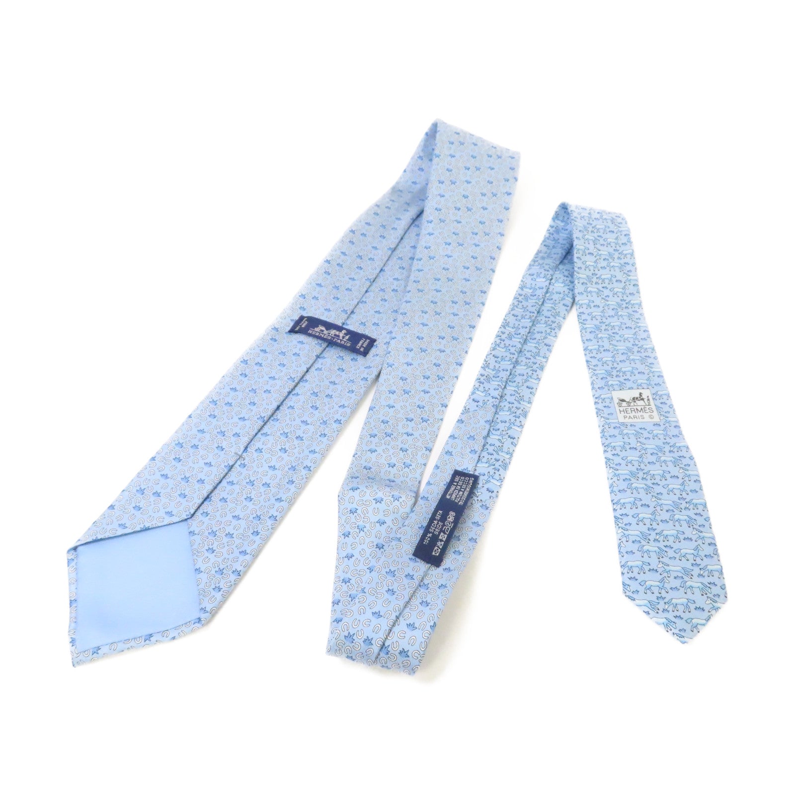 HERMES 絲質Necktie領帶淺藍色/彩色