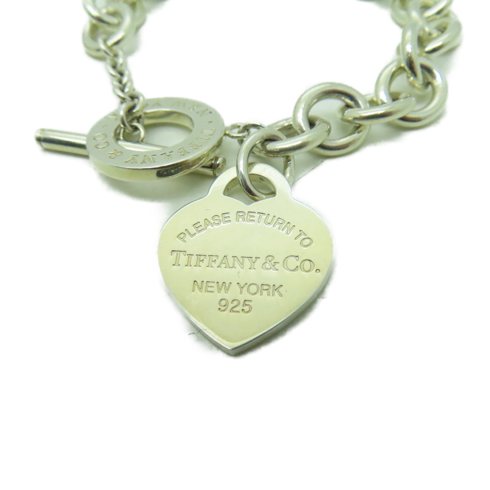 TIFFANY＆CO 925純銀Heart Tag Toggle手鏈銀色