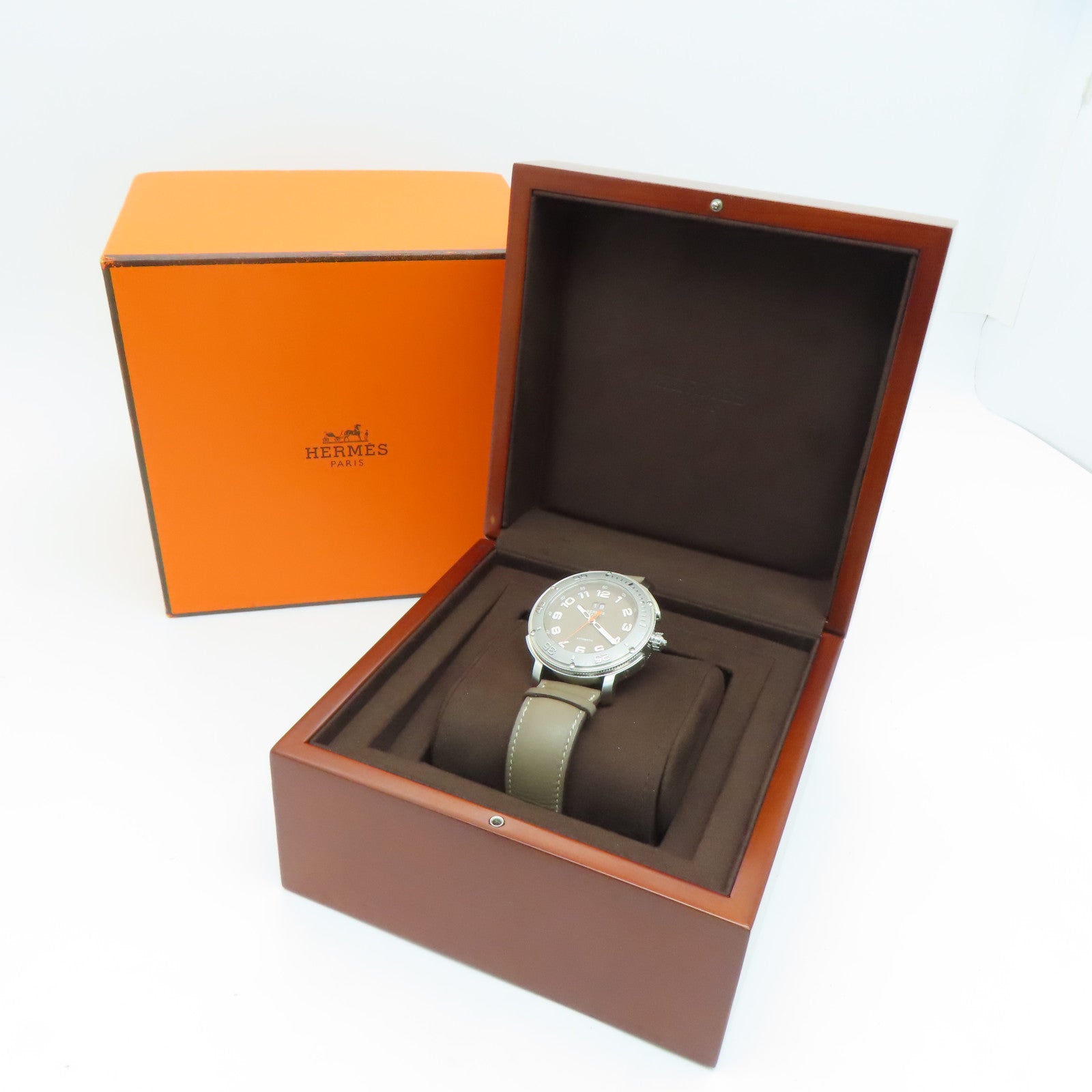 HERMES Clipper Spor Watch43mm不锈钢皮带手表自动机芯啡色