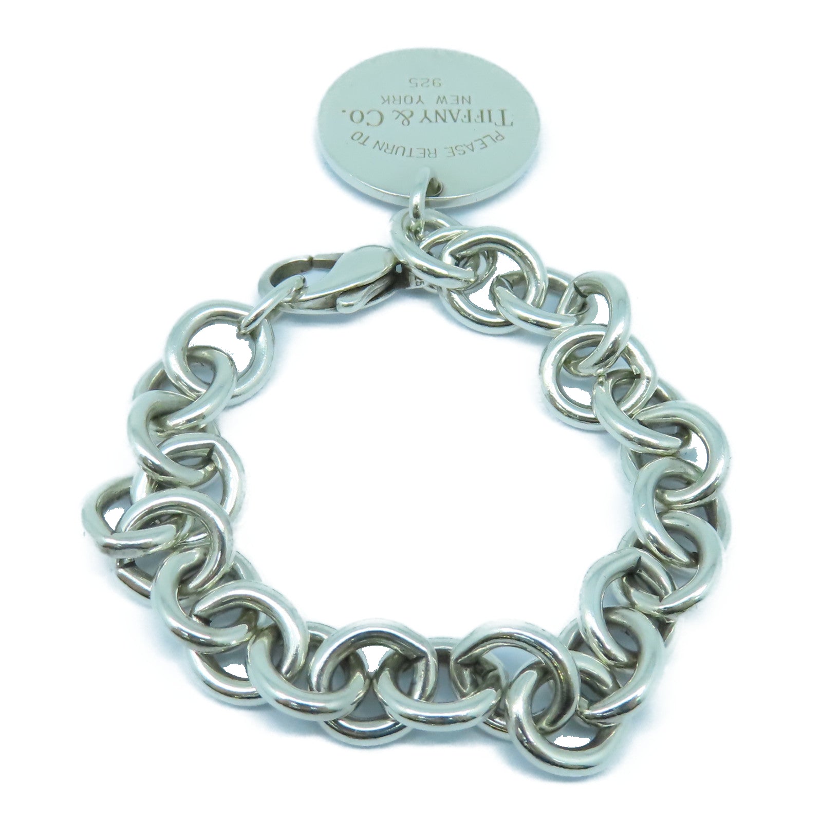 TIFFANY＆CO 925純銀Circle Tag Charm Bracelet手鏈銀色