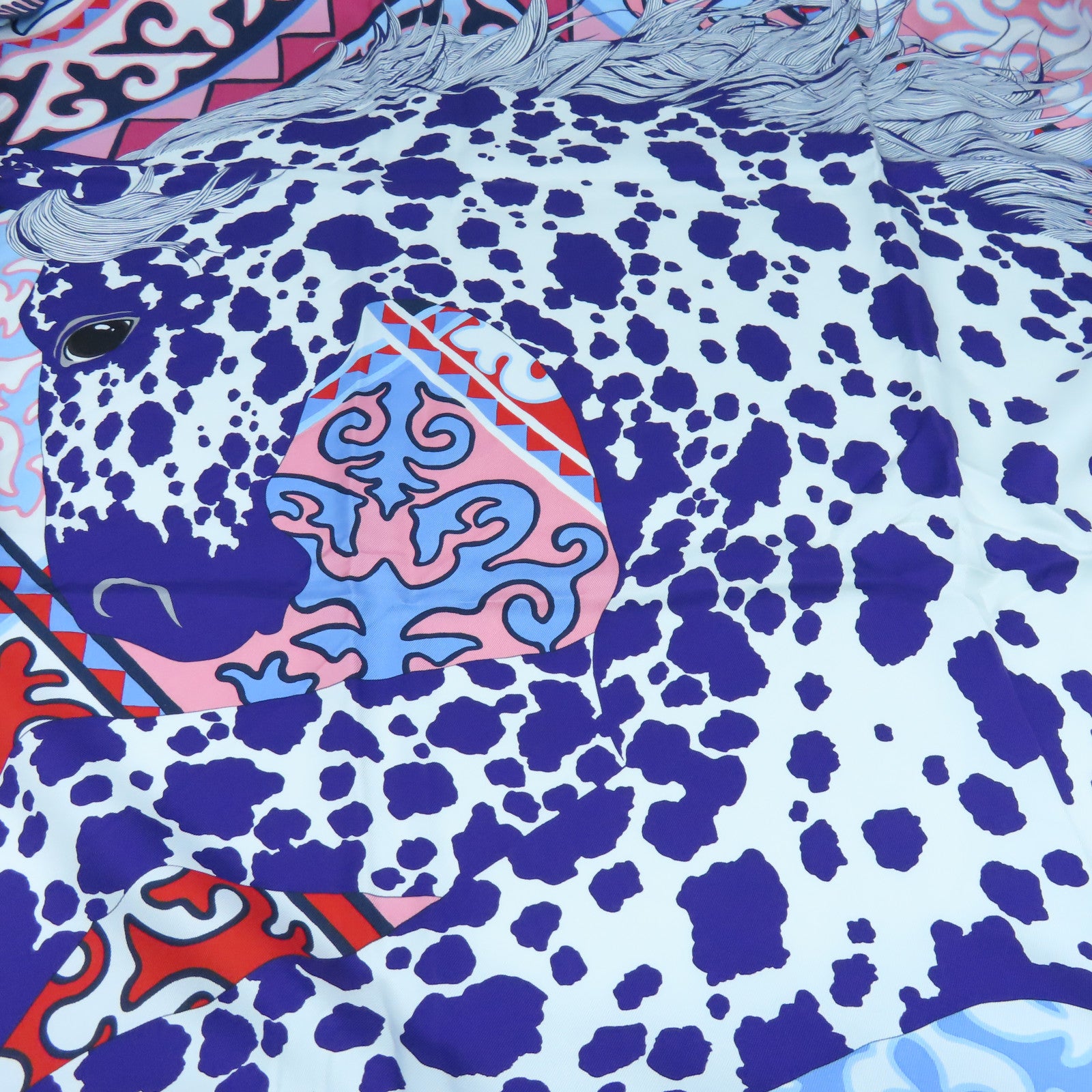 HERMES 丝质Scarf 90x90丝巾蓝色白色