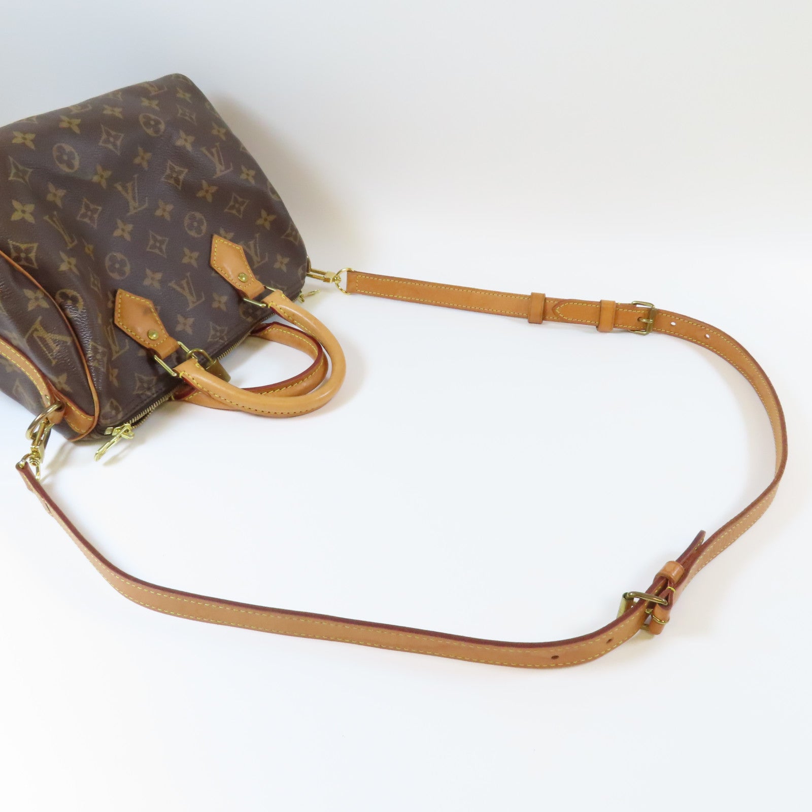 LOUIS VUITTON Monogram Speedy 25 Bandouliere金扣手挽肩背兩用袋啡色