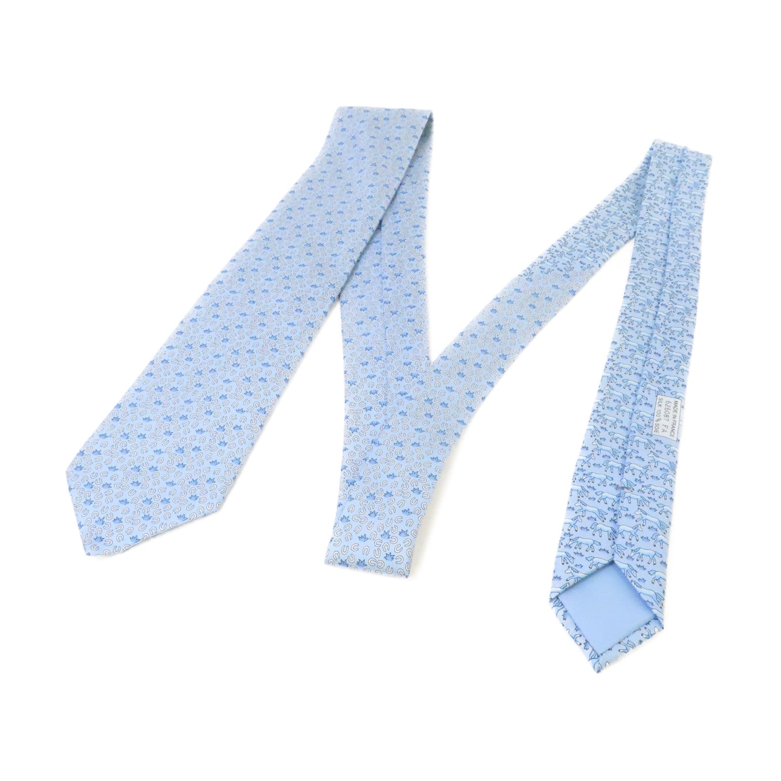 HERMES 絲質Necktie領帶淺藍色/彩色