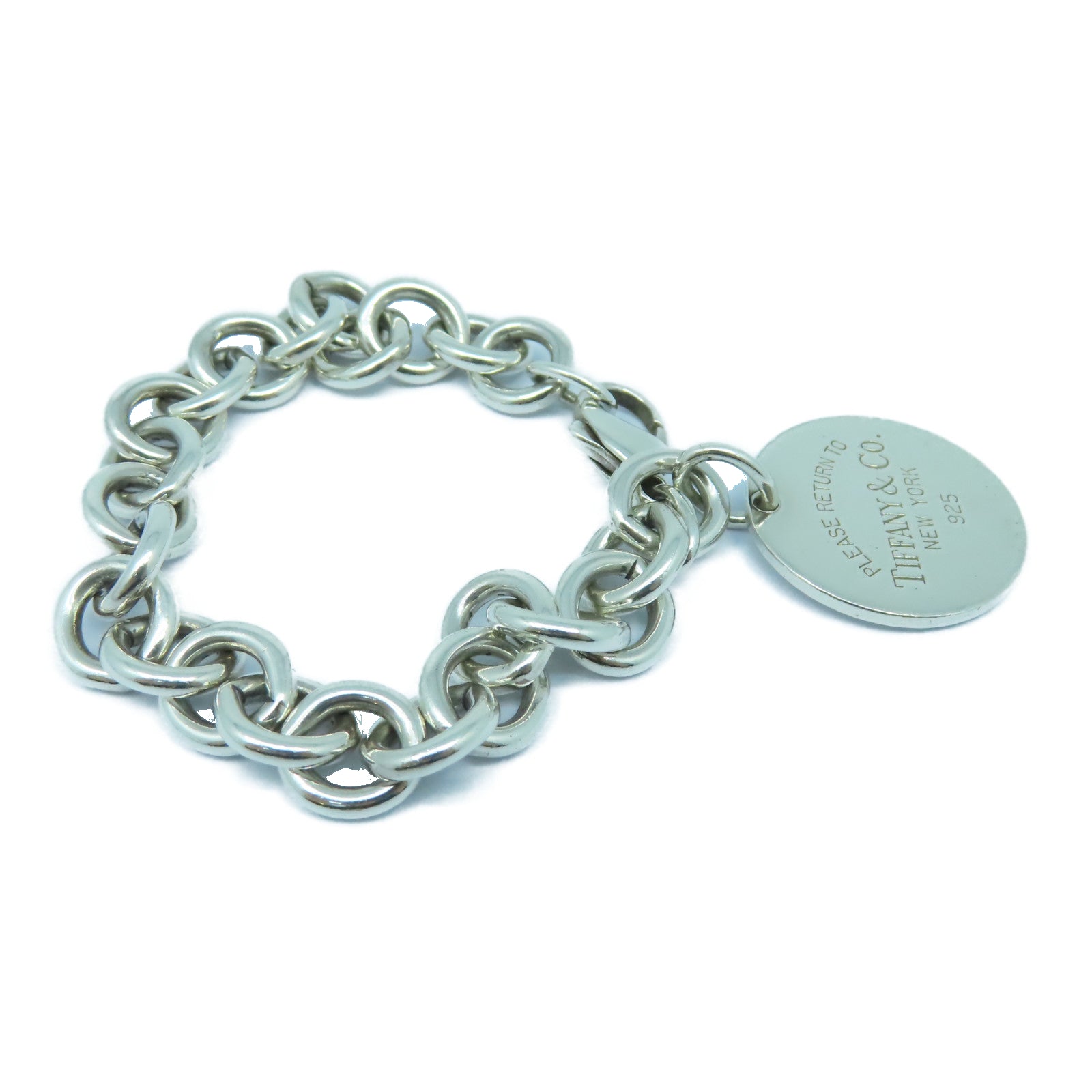 TIFFANY＆CO 925純銀Circle Tag Charm Bracelet手鏈銀色