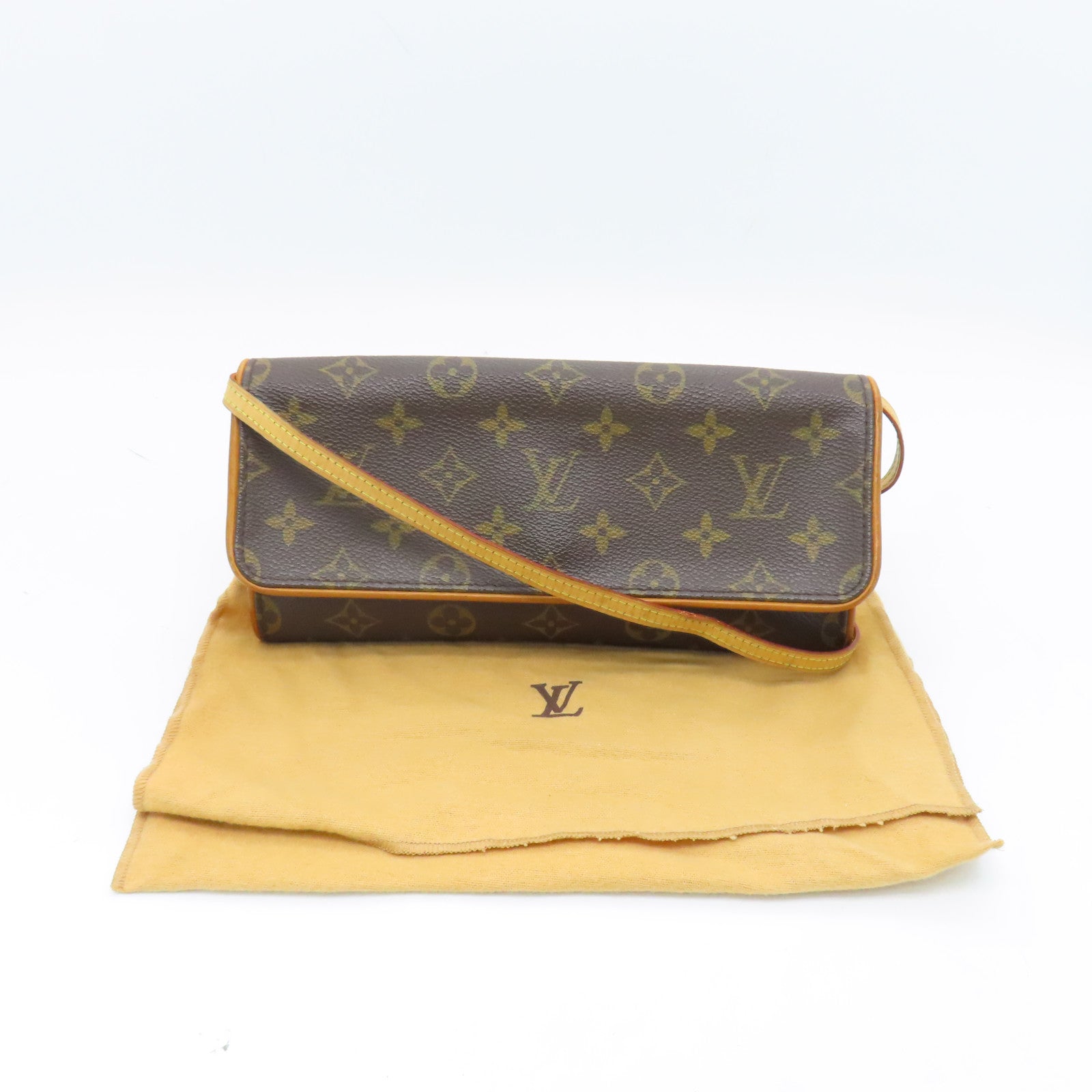 LOUIS VUITTON Monogram Pochette Twin GM金扣肩背袋啡色