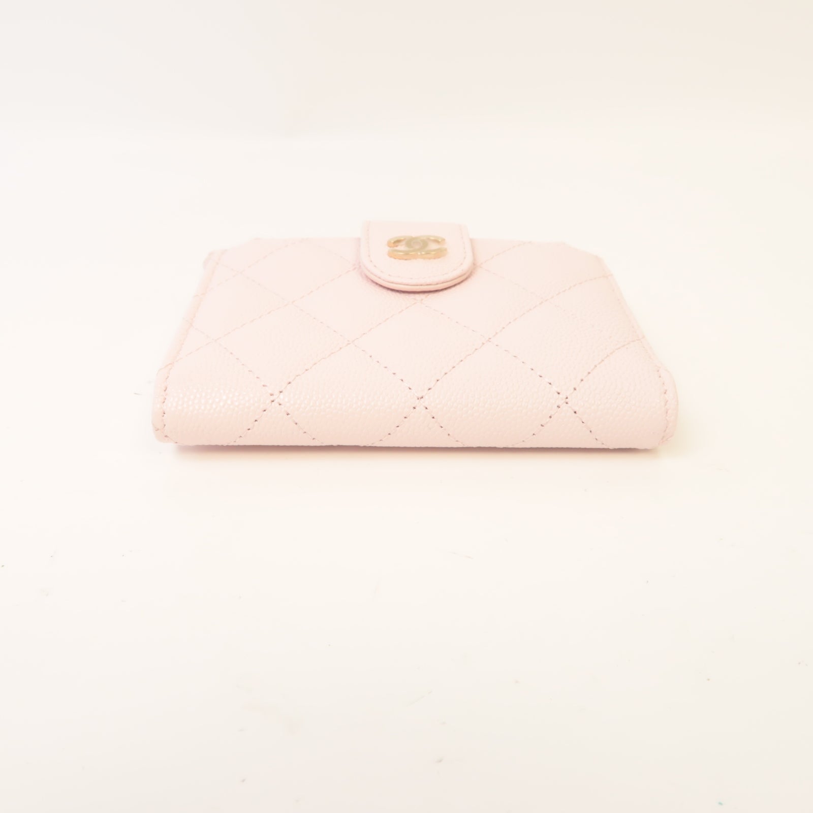 CHANEL 菱格Caviar皮革Zipper Wallet金扣錢包淺粉紅色