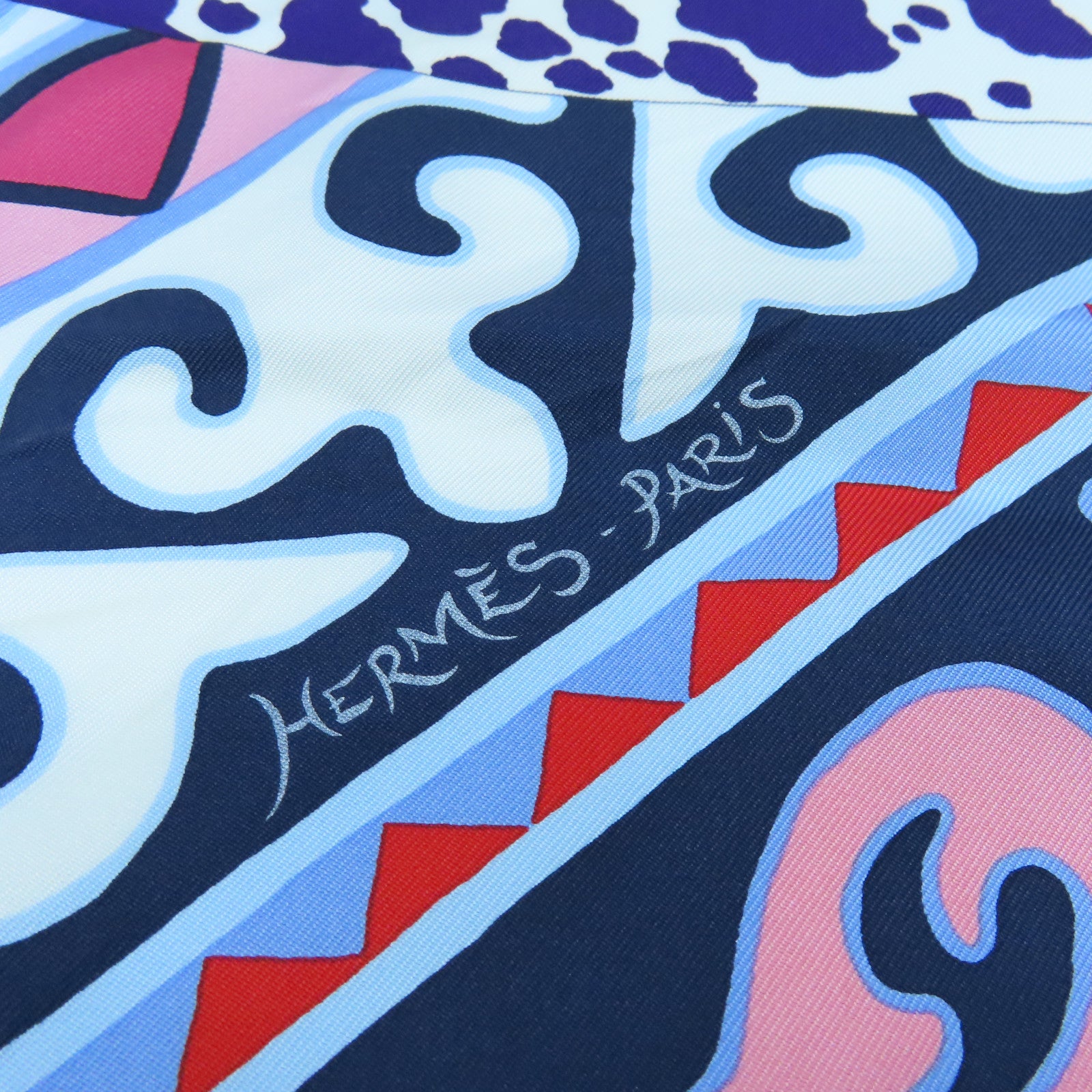 HERMES 丝质Scarf 90x90丝巾蓝色白色