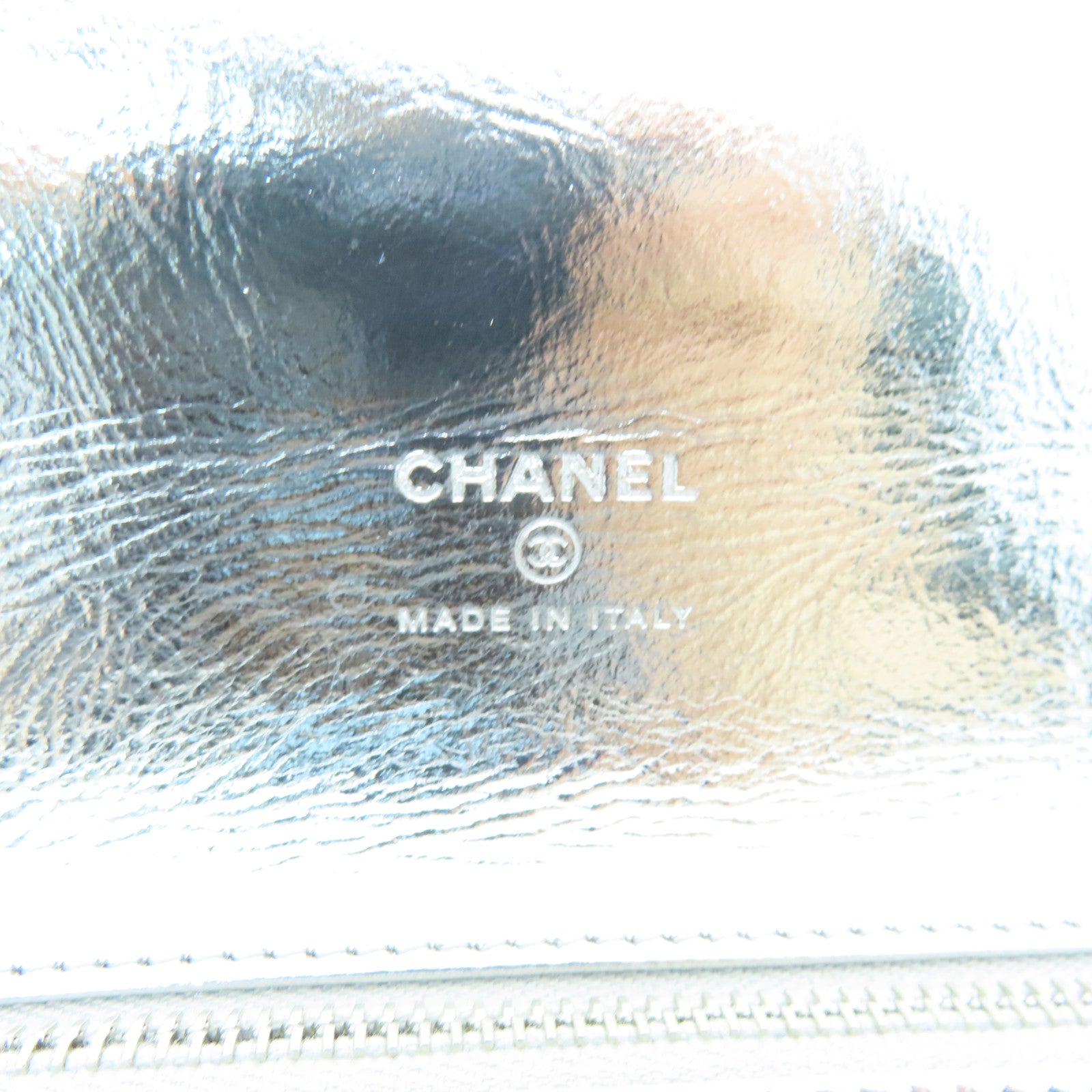 CHANEL Cowhide Leather Clutch Silver Buckle Clutch Silver