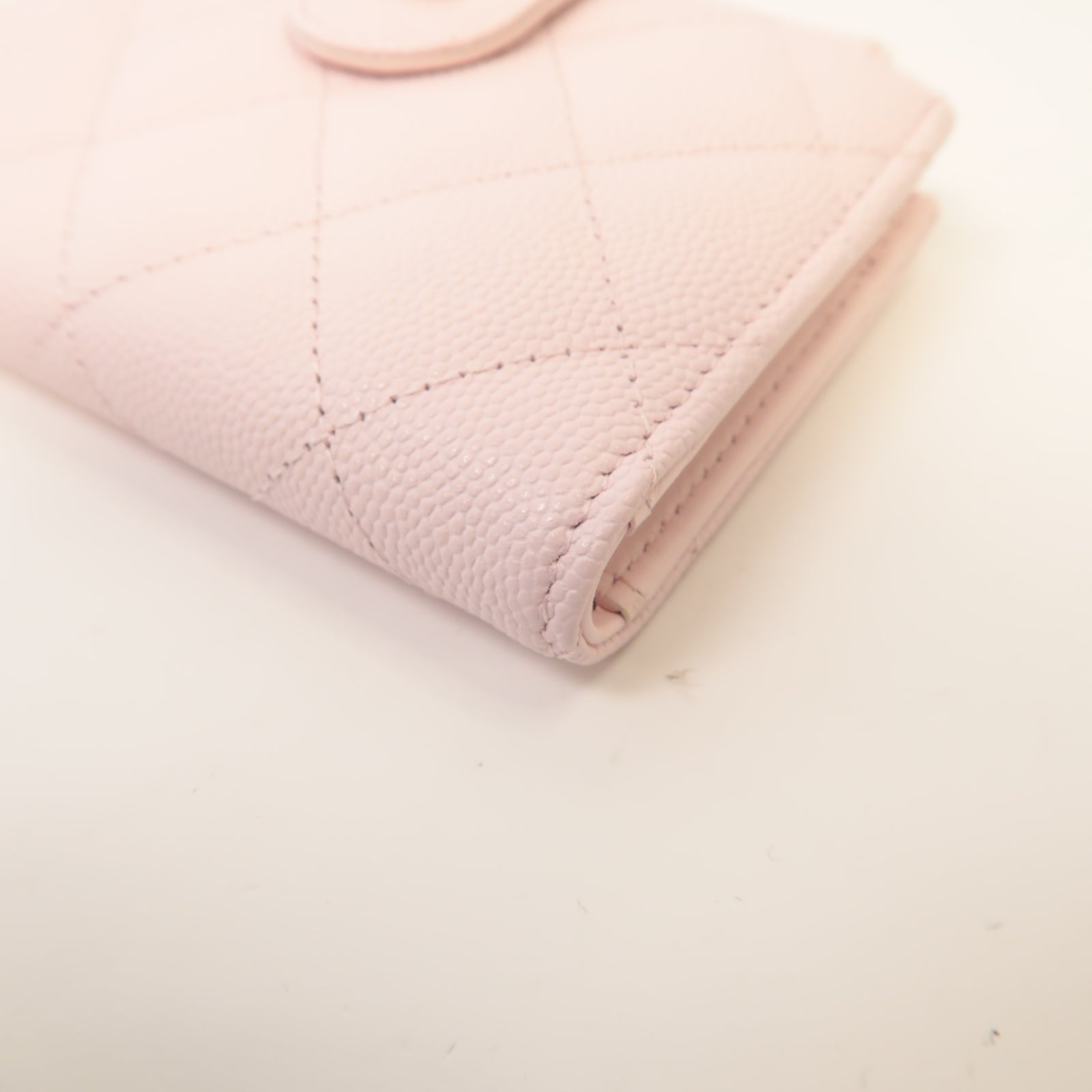 CHANEL 菱格Caviar皮革Zipper Wallet金扣錢包淺粉紅色