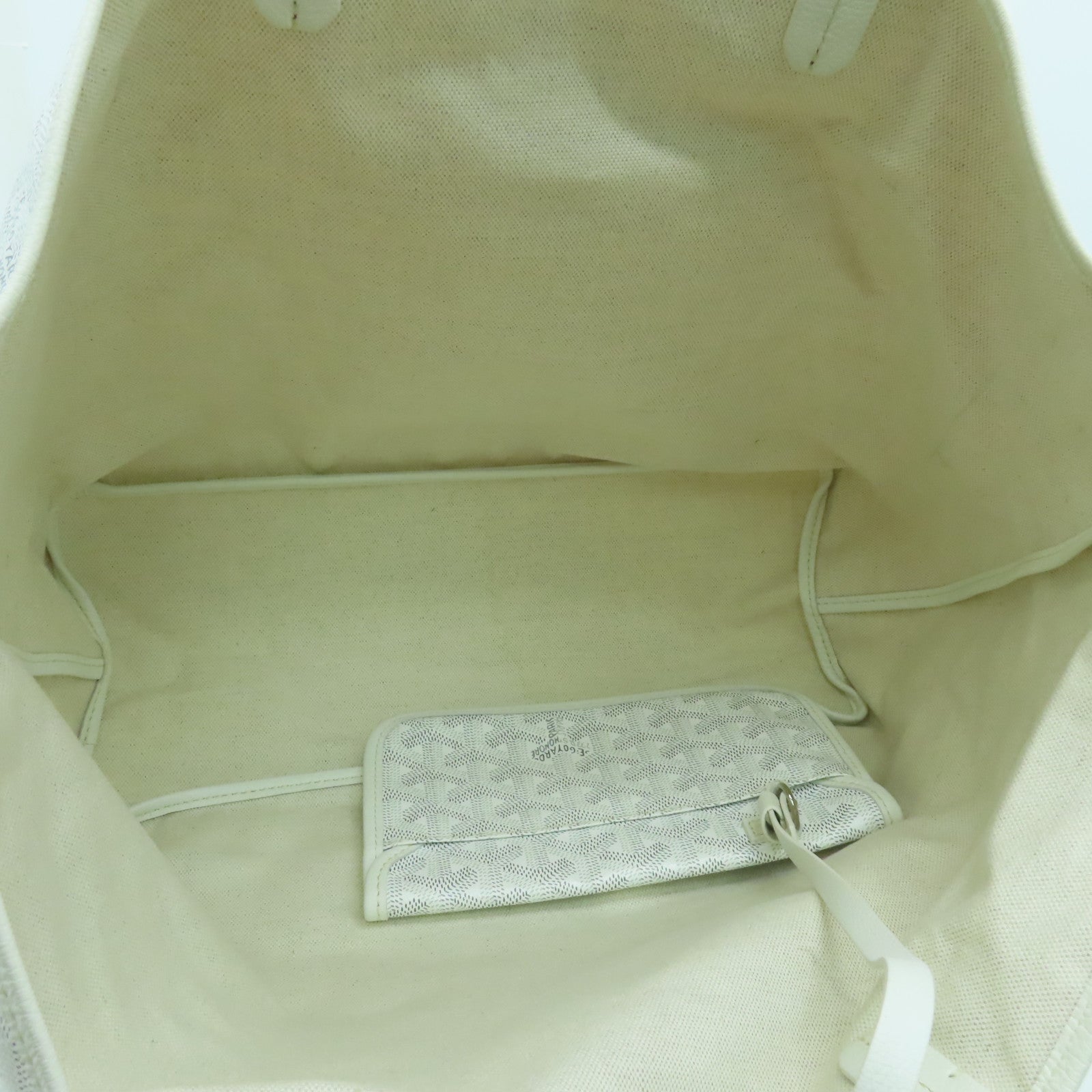 GOYARD 塗層帆布Saint Louis PM銀扣手挽袋白色