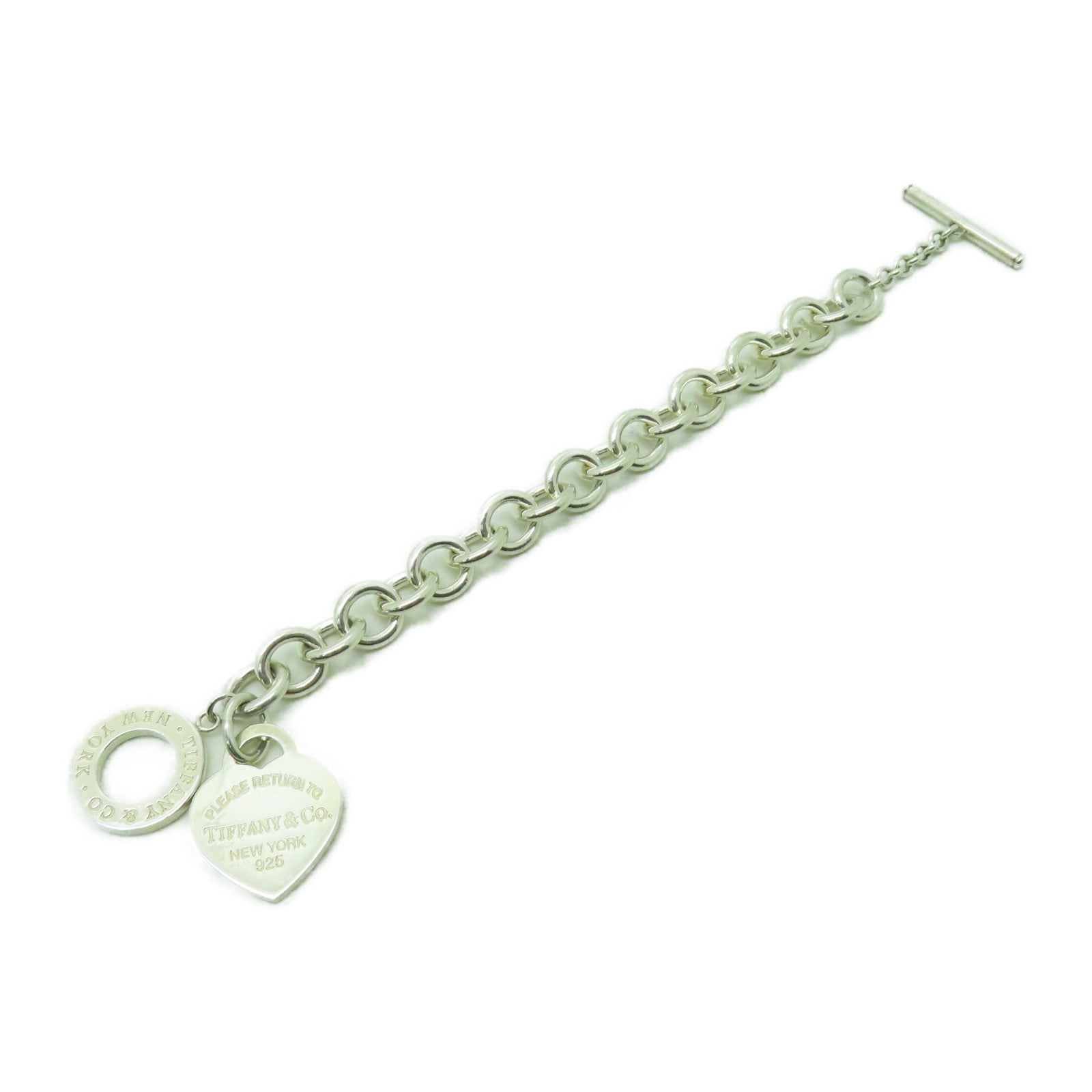 TIFFANY＆CO 925純銀Heart Tag Toggle手鏈銀色