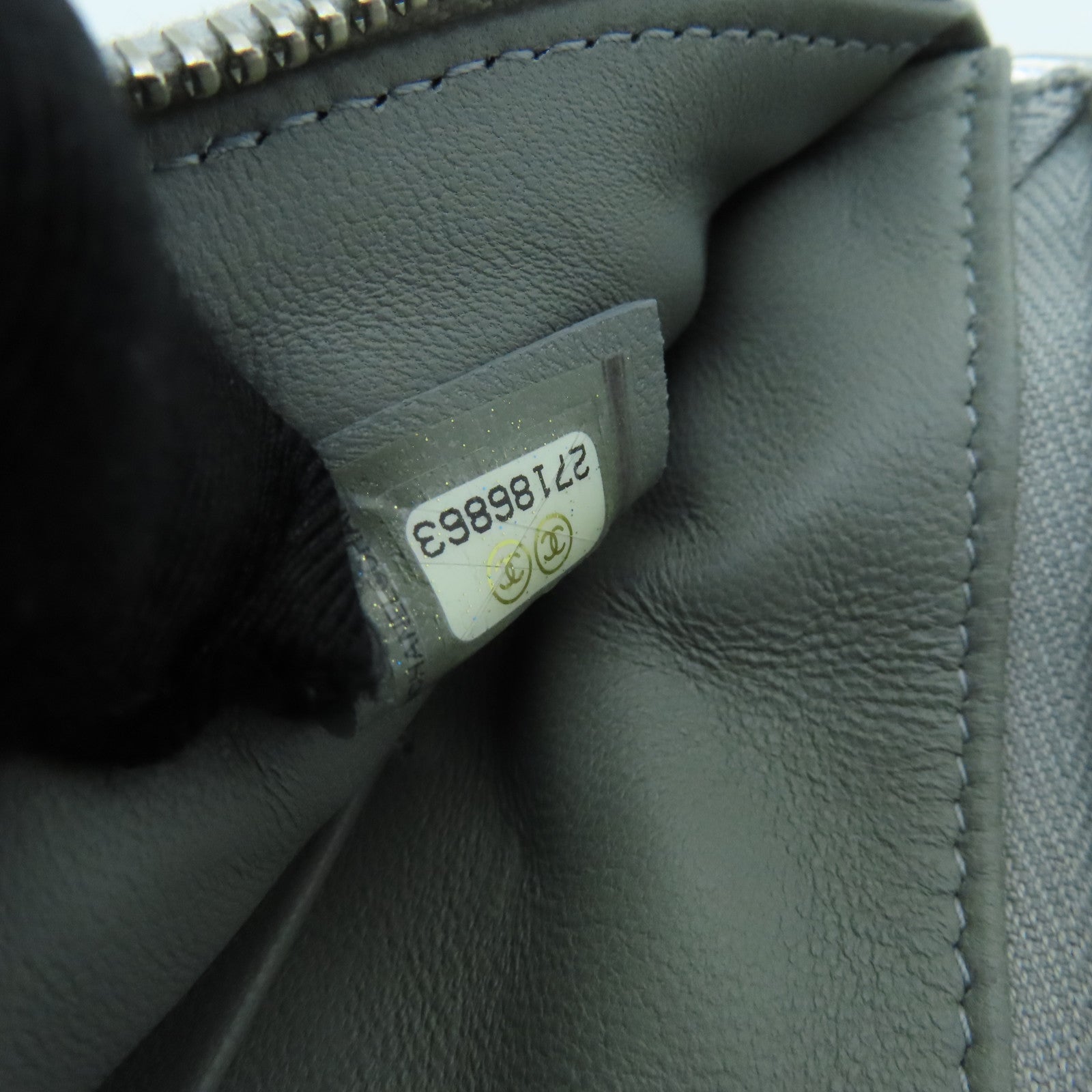 CHANEL Cowhide Leather Clutch Silver Buckle Clutch Silver