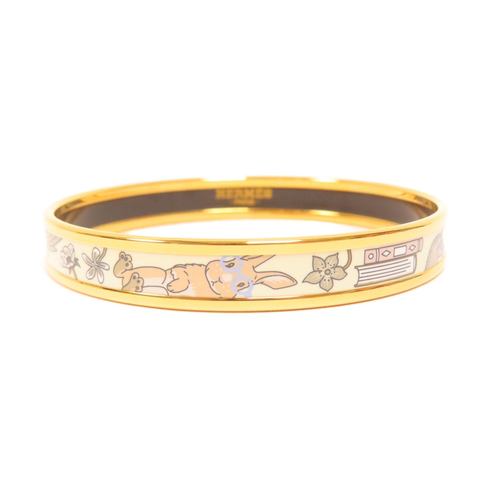 HERMES 金屬Bangle手鐲金色#19.25cm