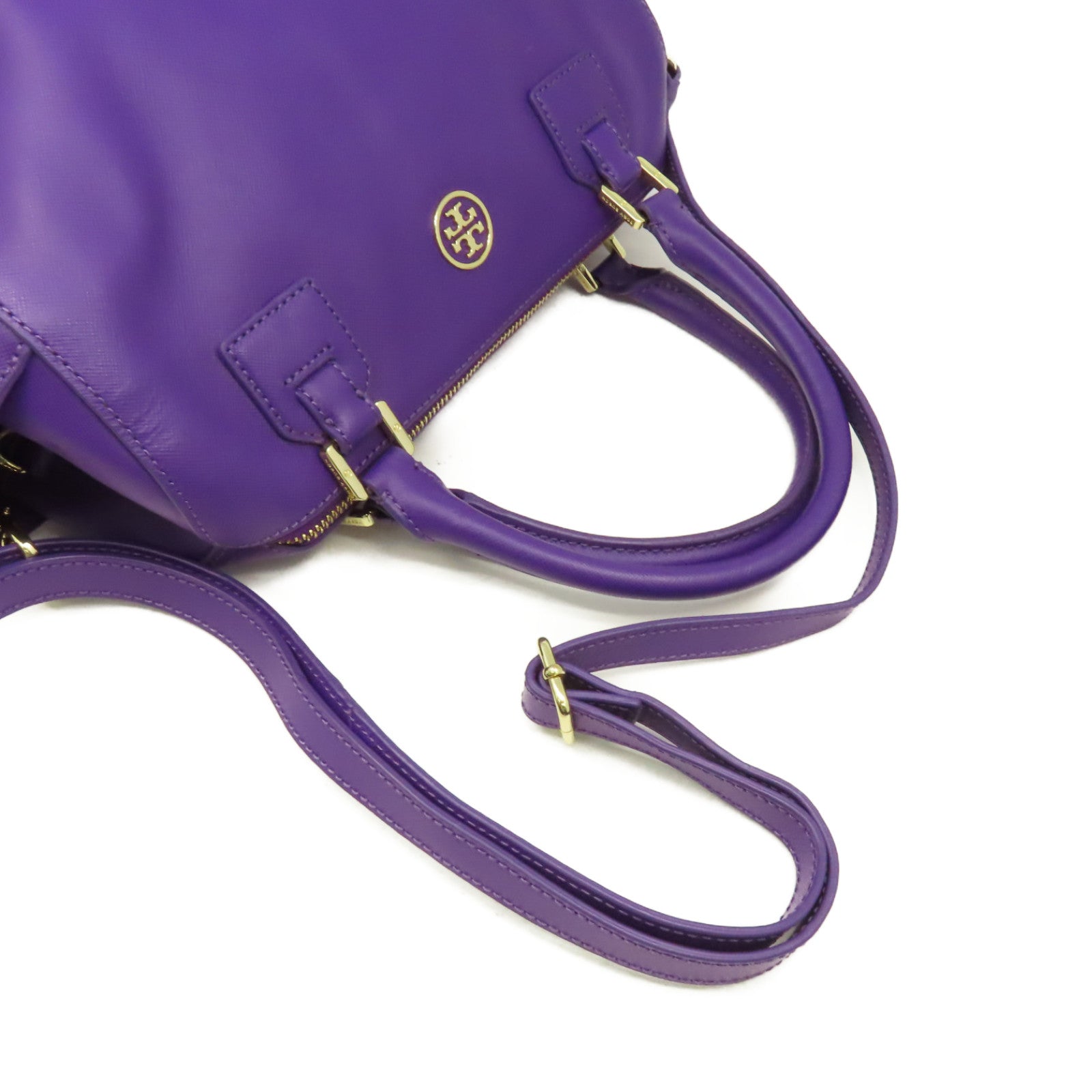 Tory Burch 牛皮皮革2Way Shoulder Bag金扣手挽肩背兩用袋紫色