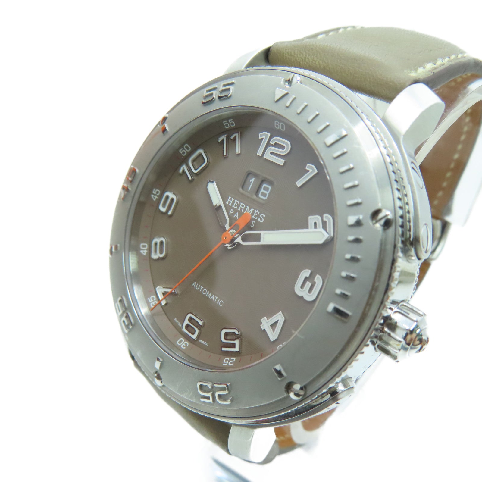 HERMES Clipper Spor Watch43mm不锈钢皮带手表自动机芯啡色