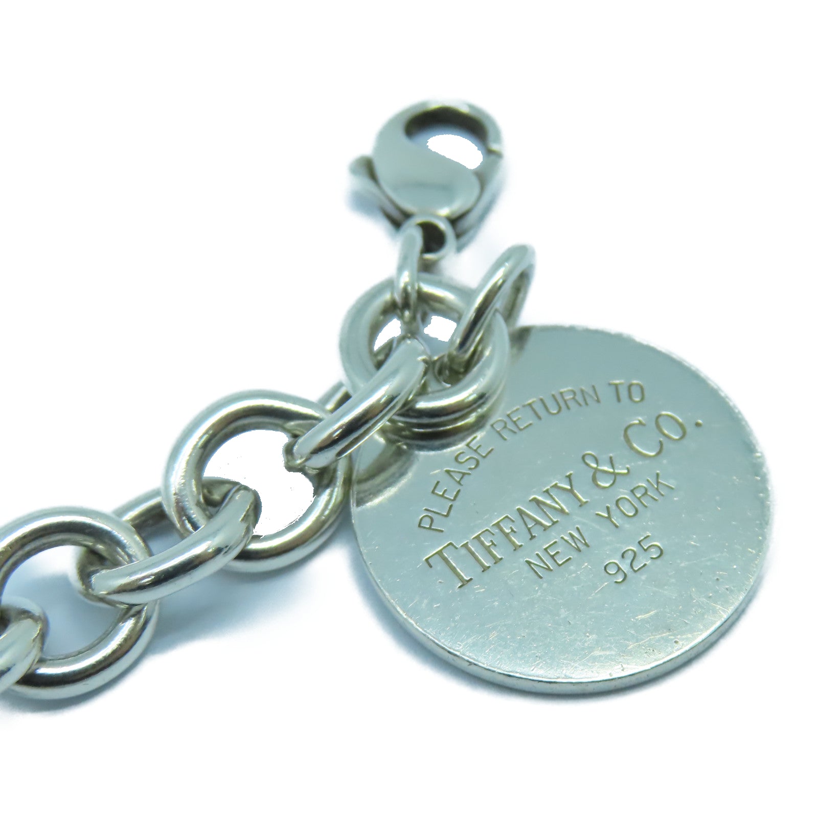 TIFFANY＆CO 925純銀Circle Tag Charm Bracelet手鏈銀色