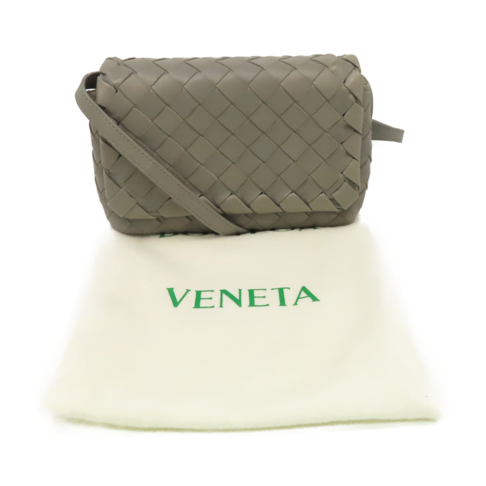 BOTTEGA VENETA 【激減優惠】織紋皮革Shoulder Bag肩背袋灰色
