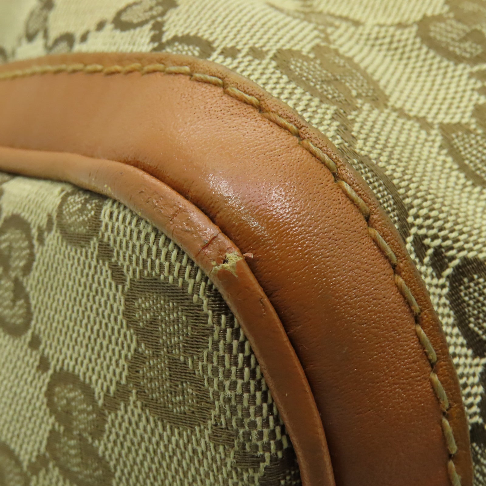GUCCI 帆布GG Boston Bag金扣手挽袋啡色