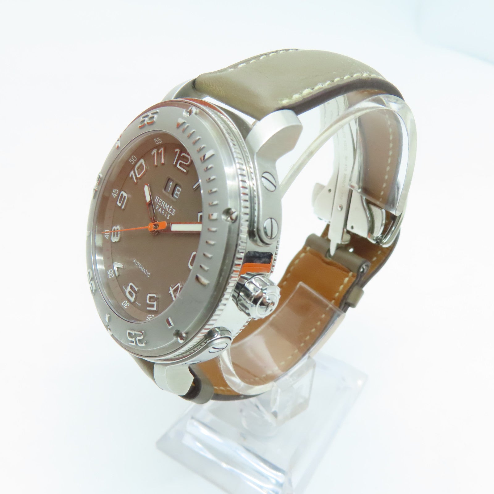 HERMES Clipper Spor Watch43mm不锈钢皮带手表自动机芯啡色