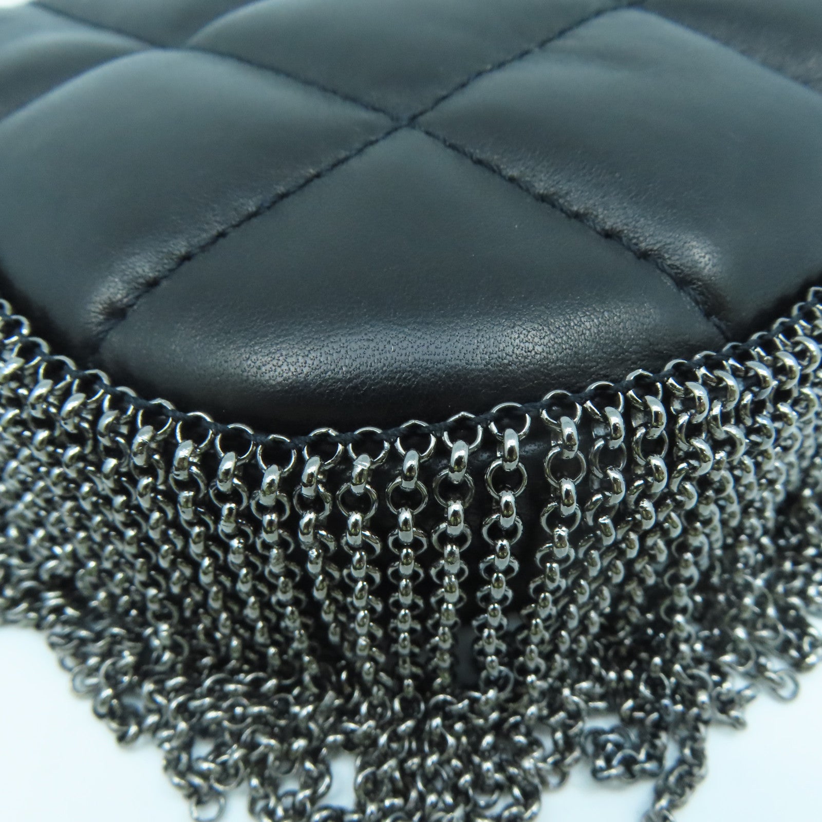 CHANEL sheepskin leather Vintage Bag silver buckle handle bag black