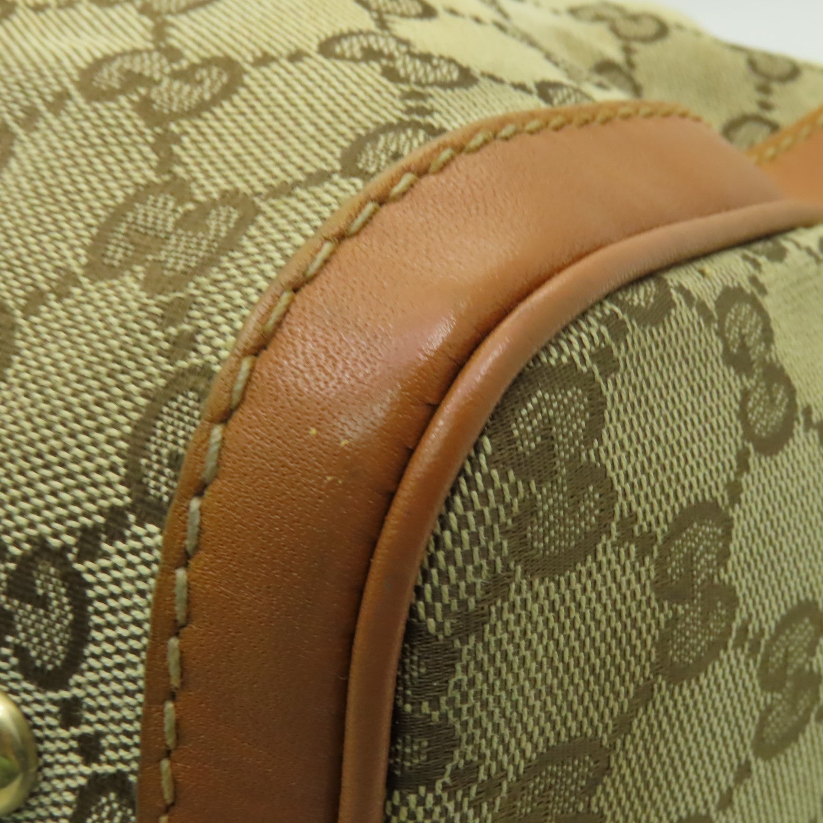 GUCCI 帆布GG Boston Bag金扣手挽袋啡色