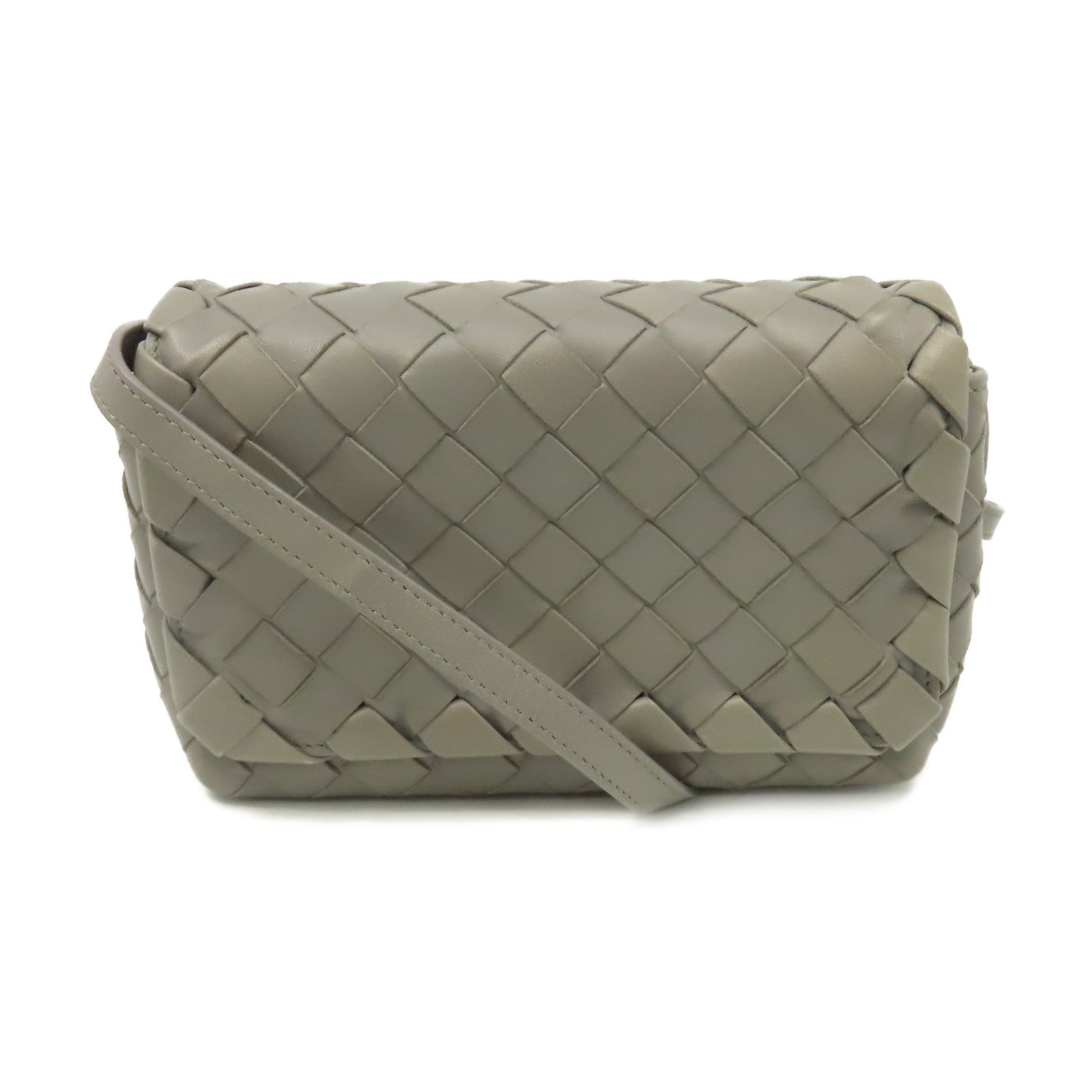 BOTTEGA VENETA 【激減優惠】織紋皮革Shoulder Bag肩背袋灰色