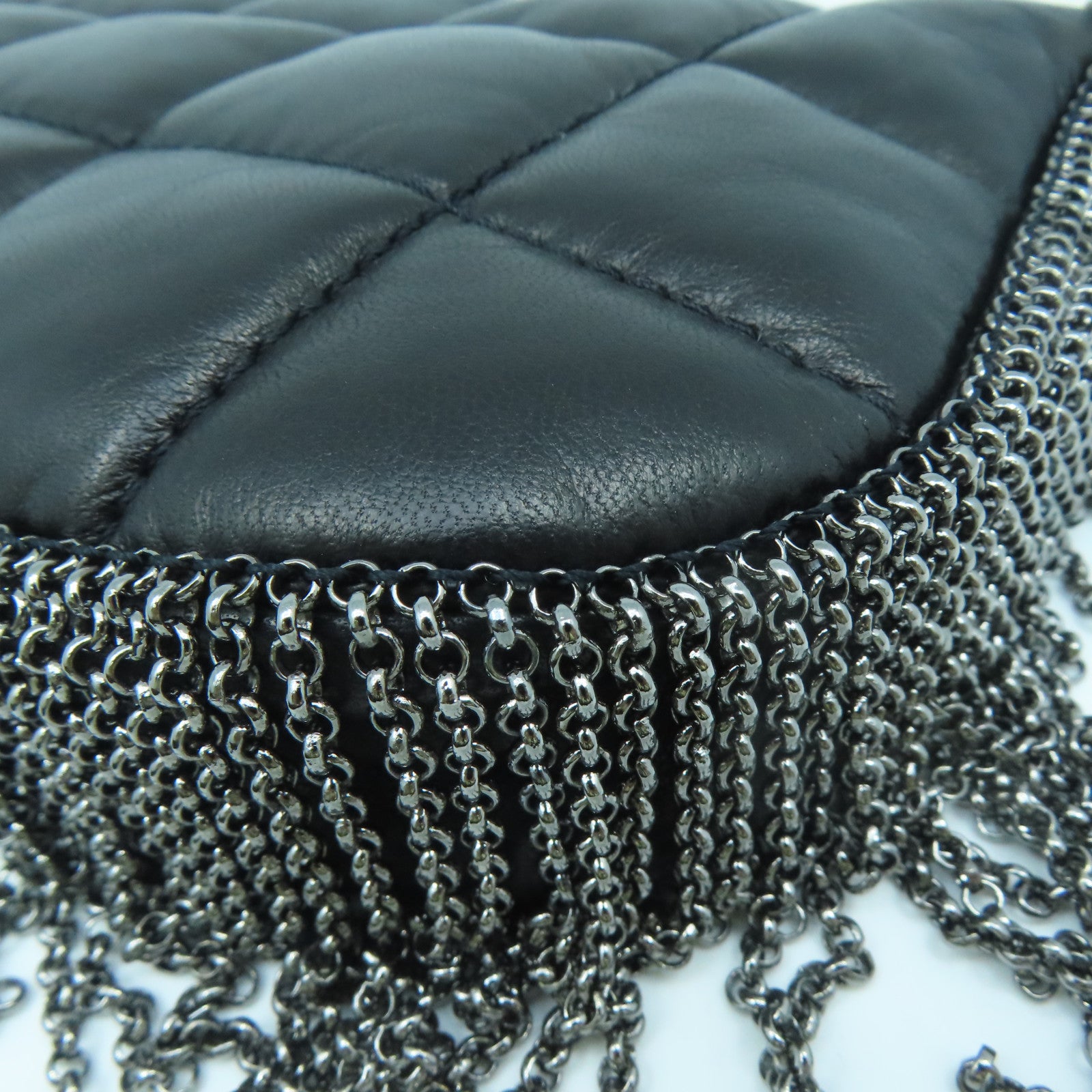 CHANEL sheepskin leather Vintage Bag silver buckle handle bag black