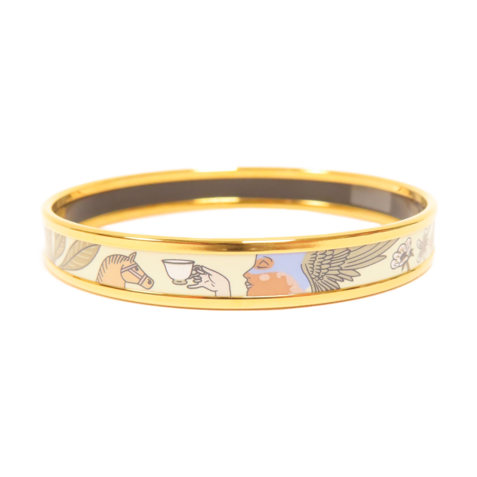 HERMES 金屬Bangle手鐲金色#19.25cm