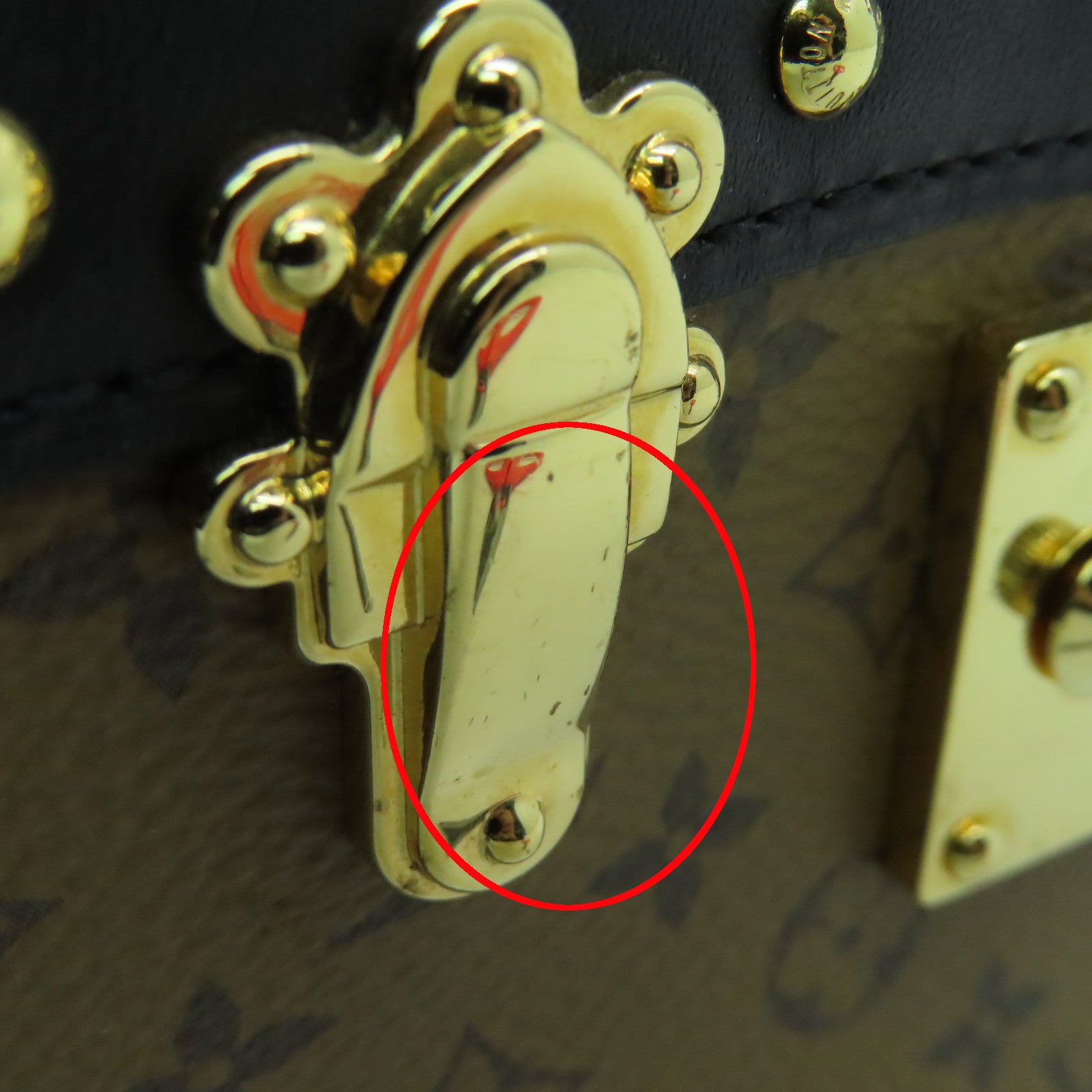 LOUIS VUITTON Monogram Trunk Clutch Gold Buckle Clutch Shoulder Bag Brown