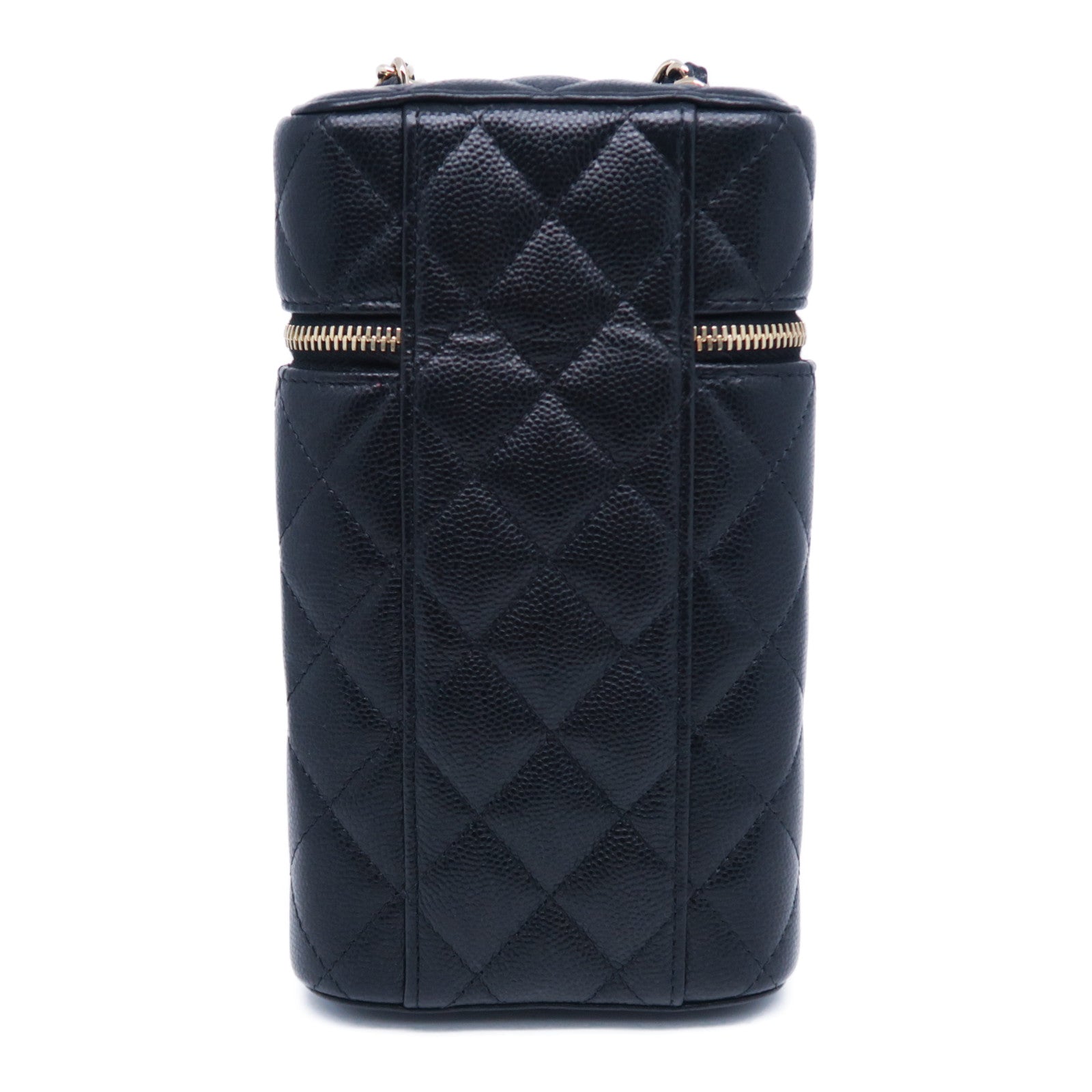 CHANEL 菱格牛皮皮革Chain Shoulder Bag金扣鏈帶肩背袋黑色