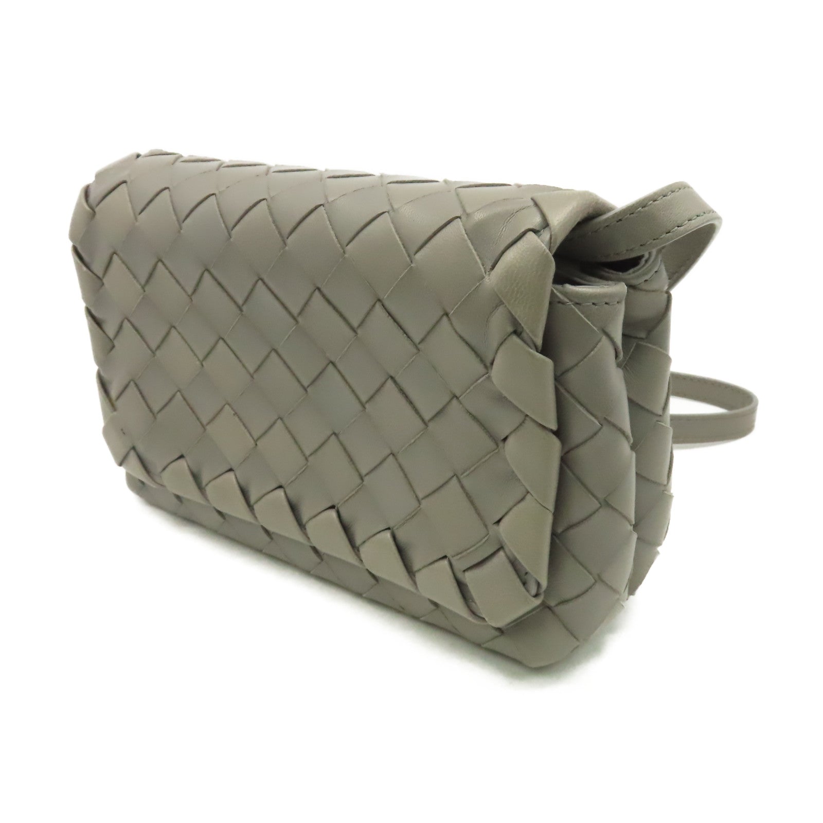 BOTTEGA VENETA 【激減優惠】織紋皮革Shoulder Bag肩背袋灰色