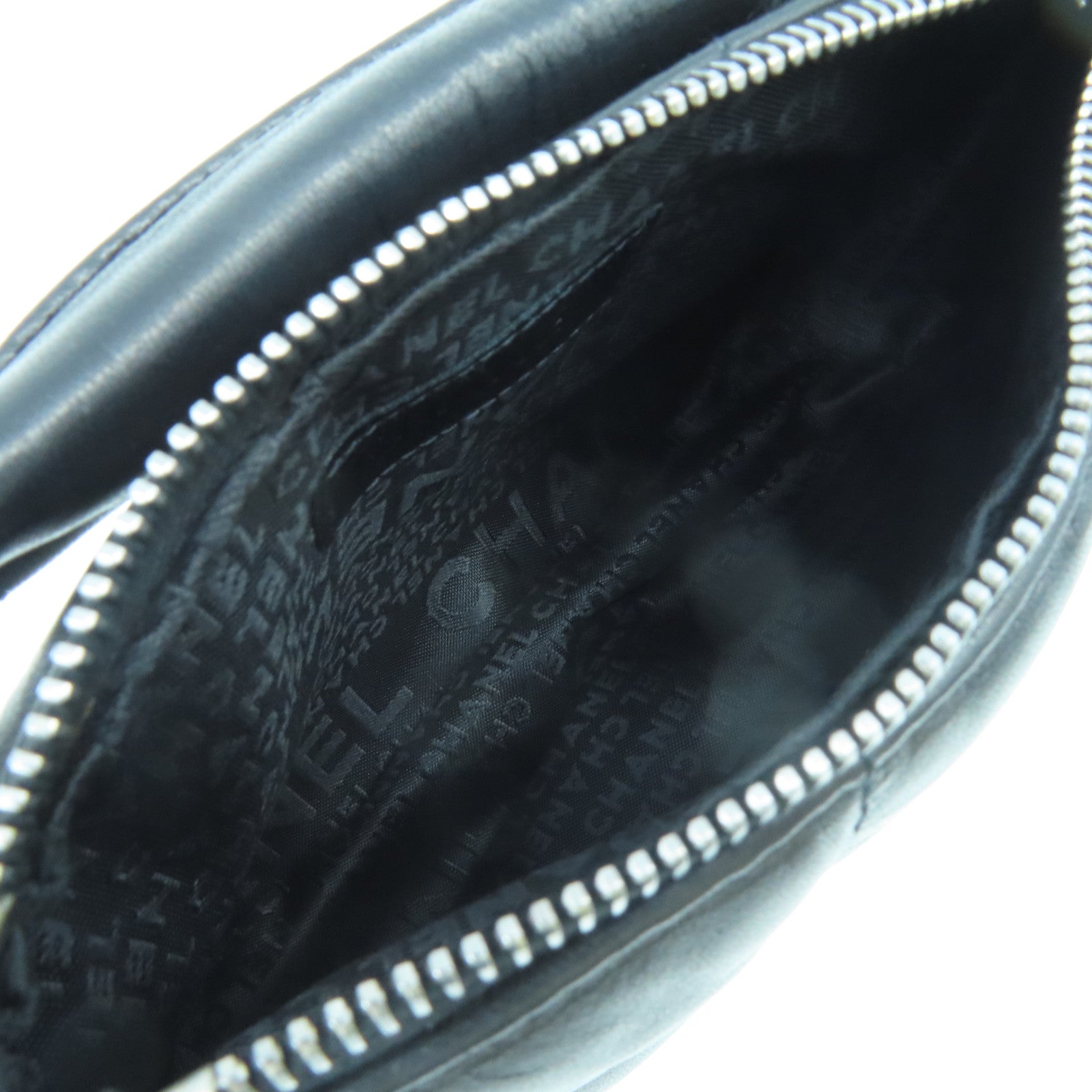 CHANEL sheepskin leather Vintage Bag silver buckle handle bag black