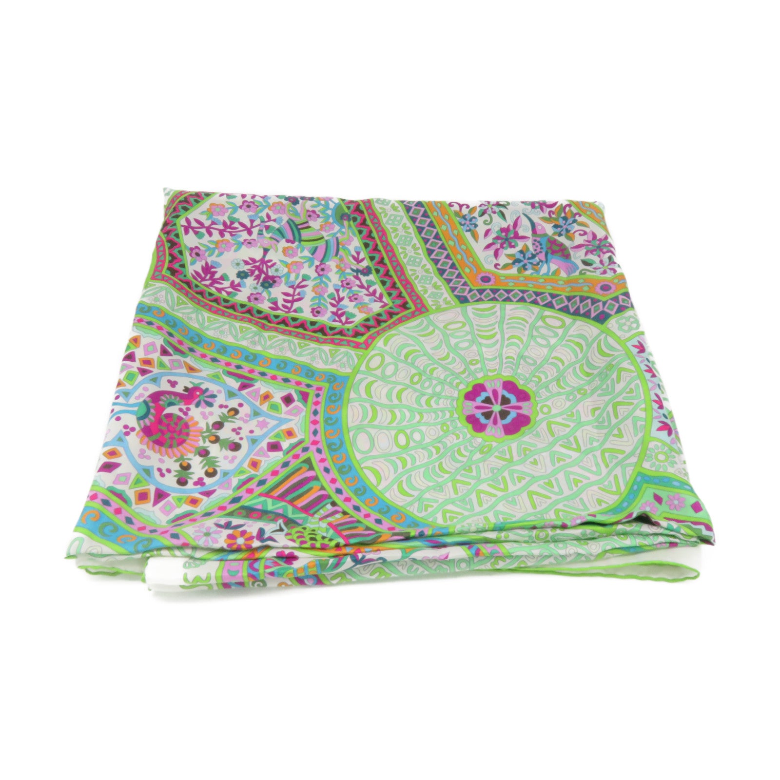 HERMES Silk Scarf Green/Purple/Color