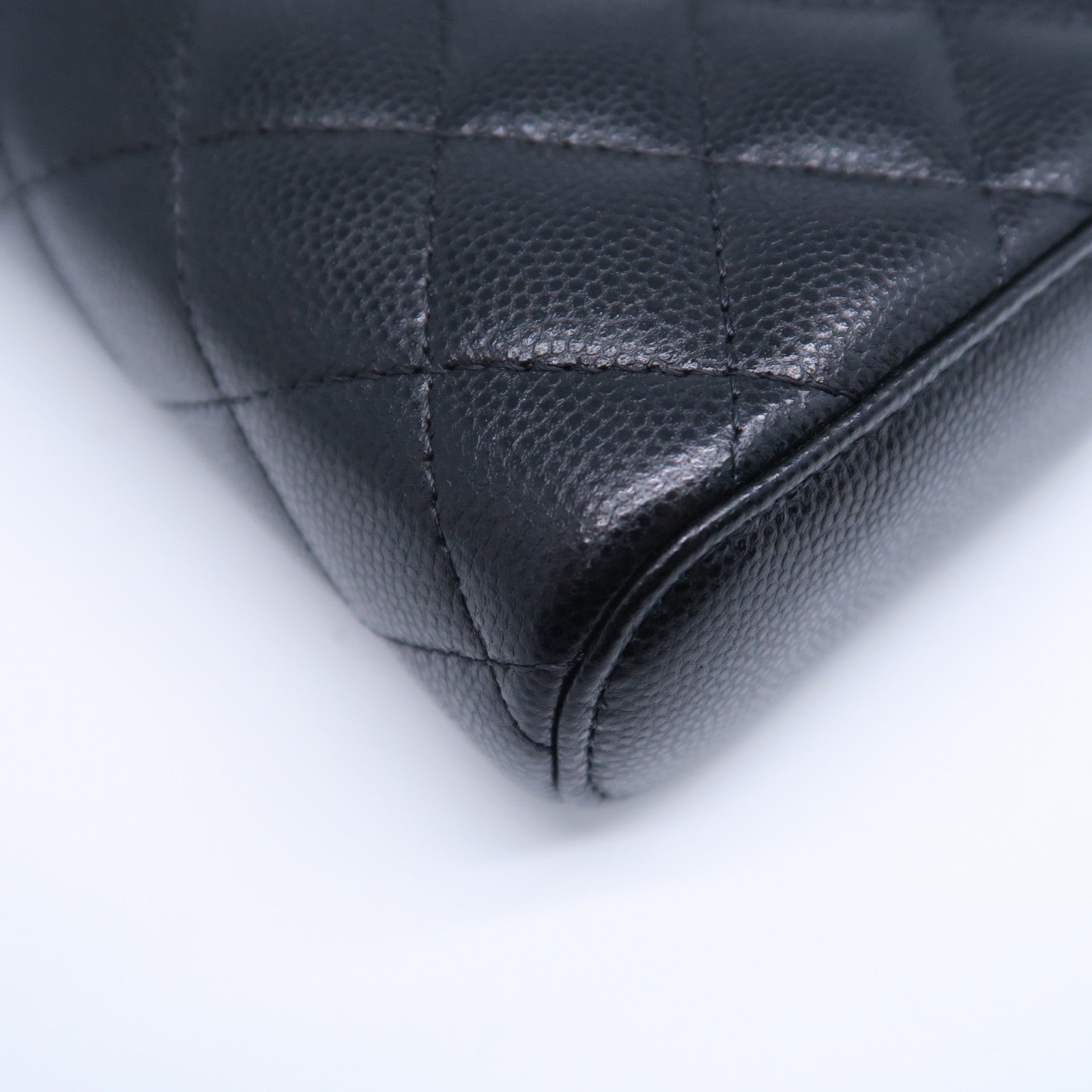 CHANEL 菱格牛皮皮革Chain Shoulder Bag金扣鏈帶肩背袋黑色