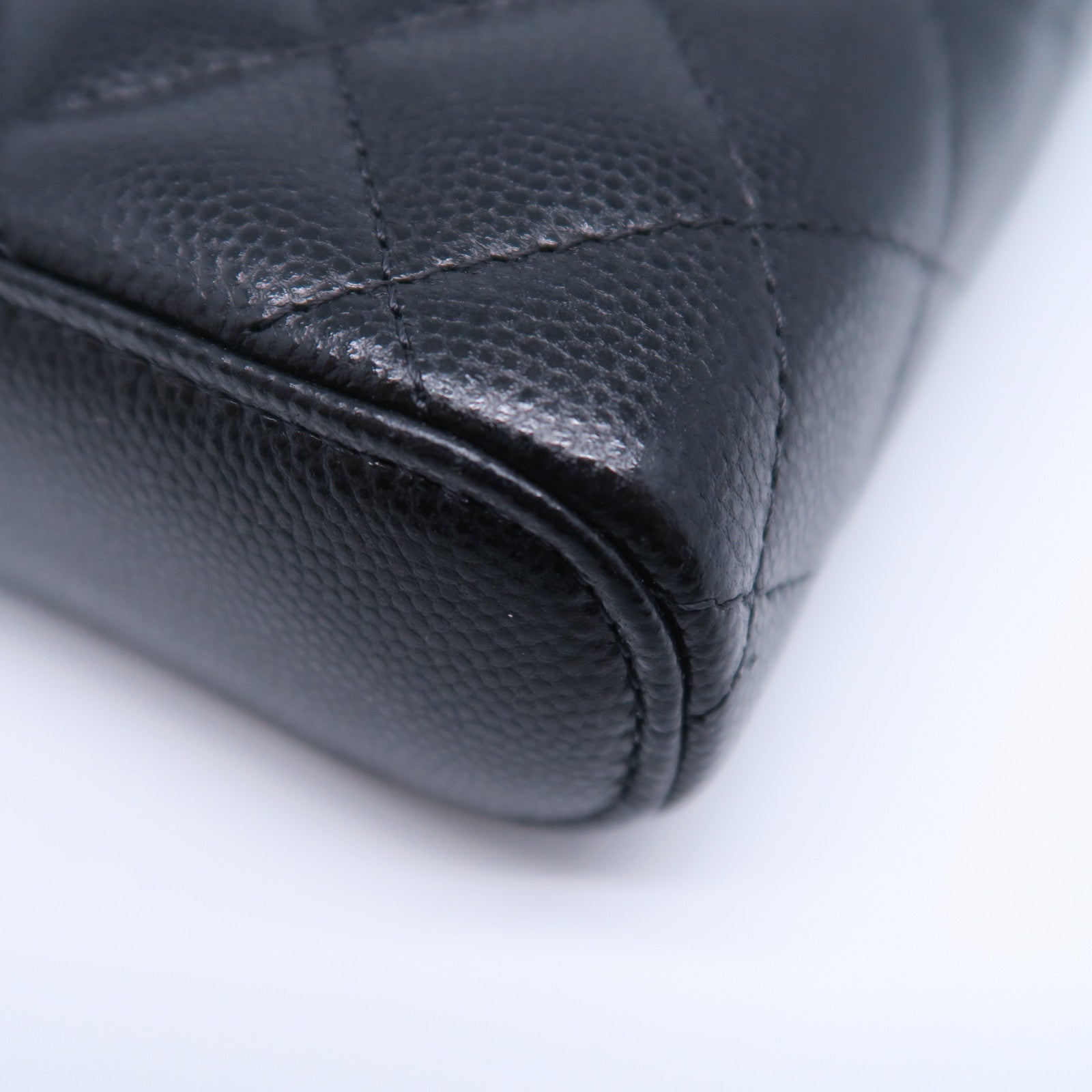 CHANEL 菱格牛皮皮革Chain Shoulder Bag金扣鏈帶肩背袋黑色