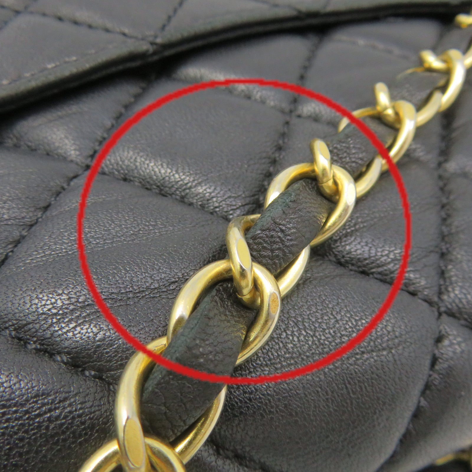 CHANEL rhombic sheepskin leather Chain Shoulder Bag gold buckle chain shoulder bag black