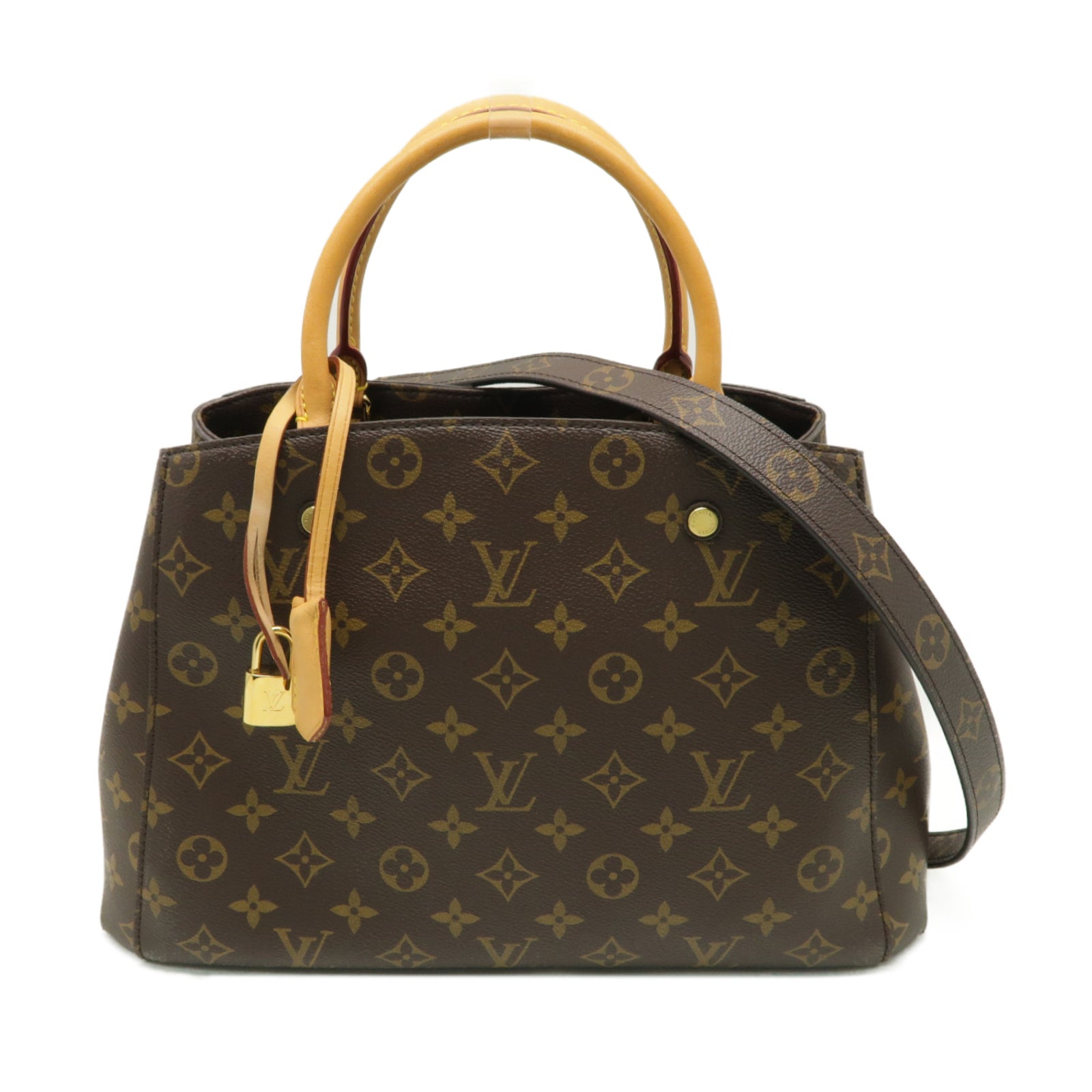 LOUIS VUITTON Monogram Montaigne MM金扣手挽肩背兩用袋啡色