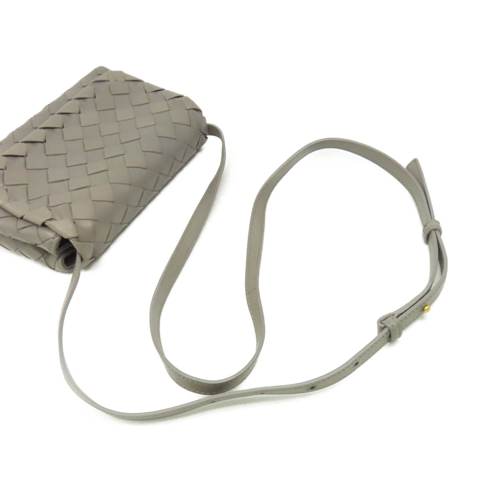 BOTTEGA VENETA 【激減優惠】織紋皮革Shoulder Bag肩背袋灰色