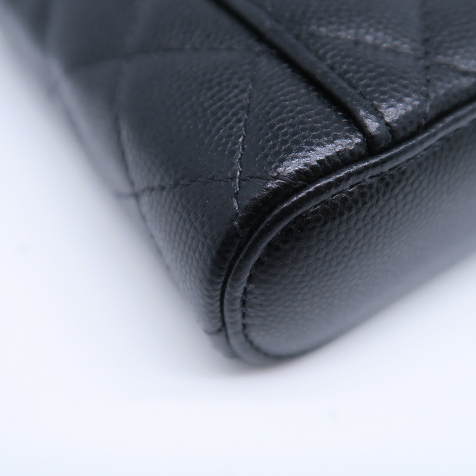 CHANEL 菱格牛皮皮革Chain Shoulder Bag金扣鏈帶肩背袋黑色