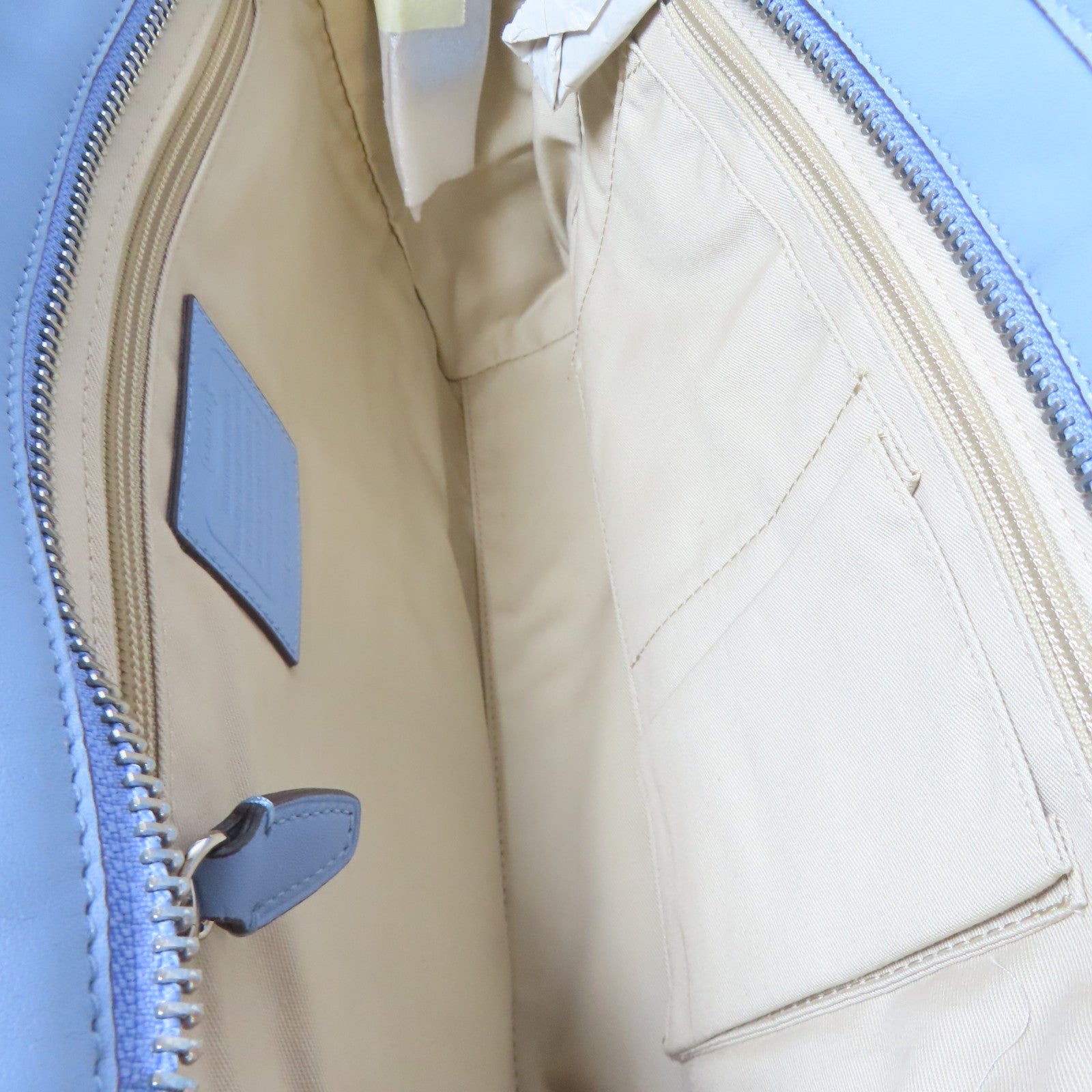 COACH 牛皮皮革Hand Bag銀扣手挽袋淺藍色