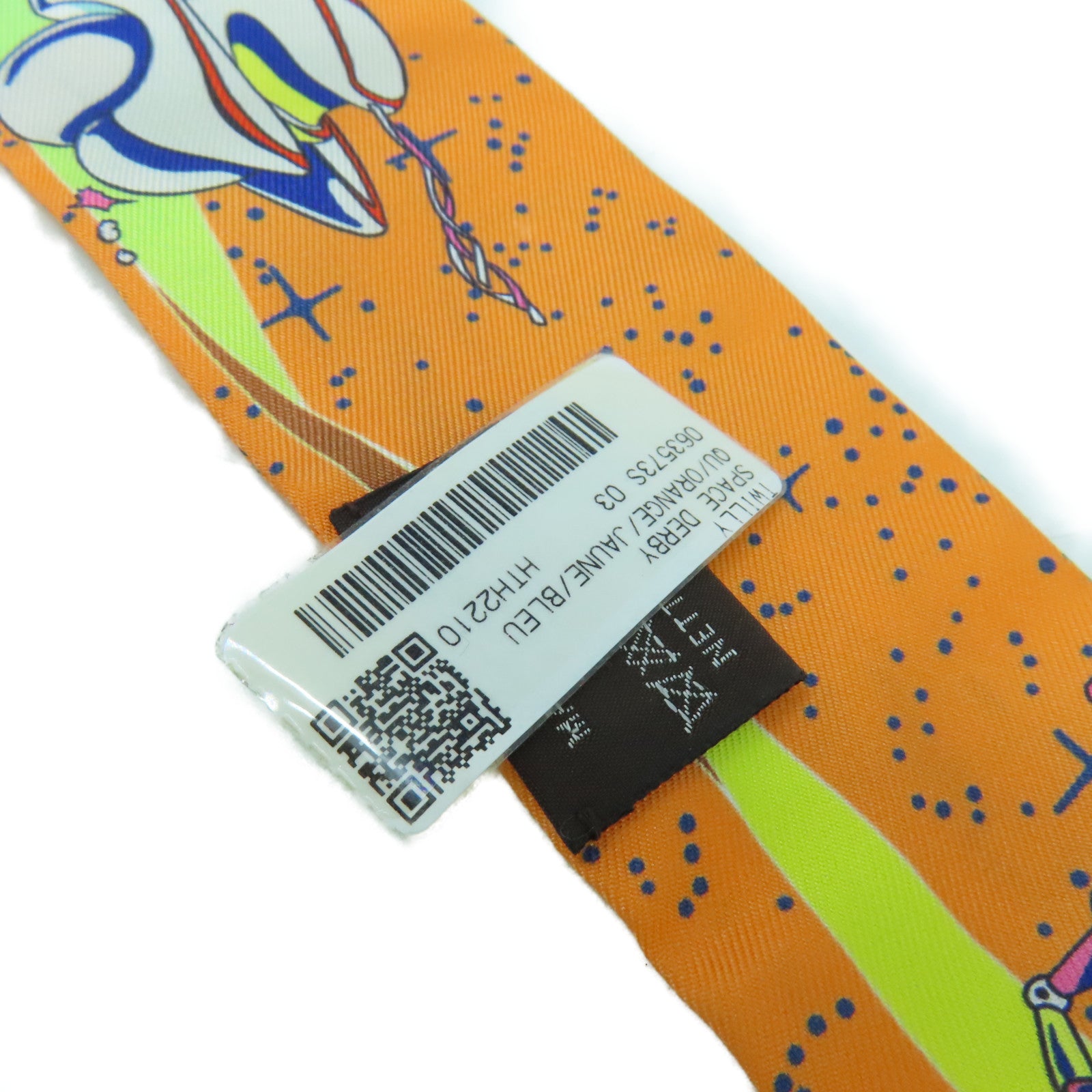 HERMES 絲質Twilly Scarf絲巾橙色/藍色