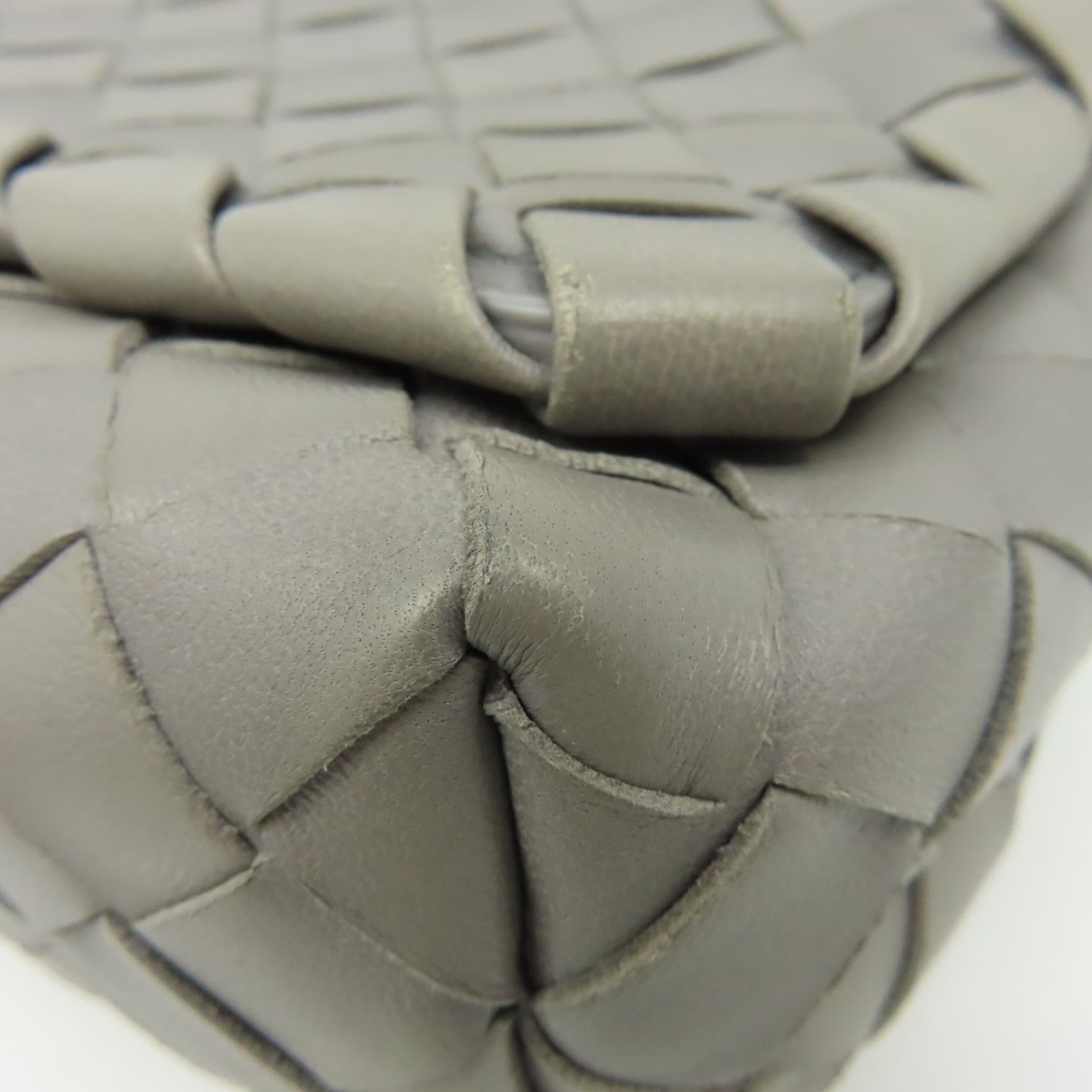 BOTTEGA VENETA 【激減優惠】織紋皮革Shoulder Bag肩背袋灰色