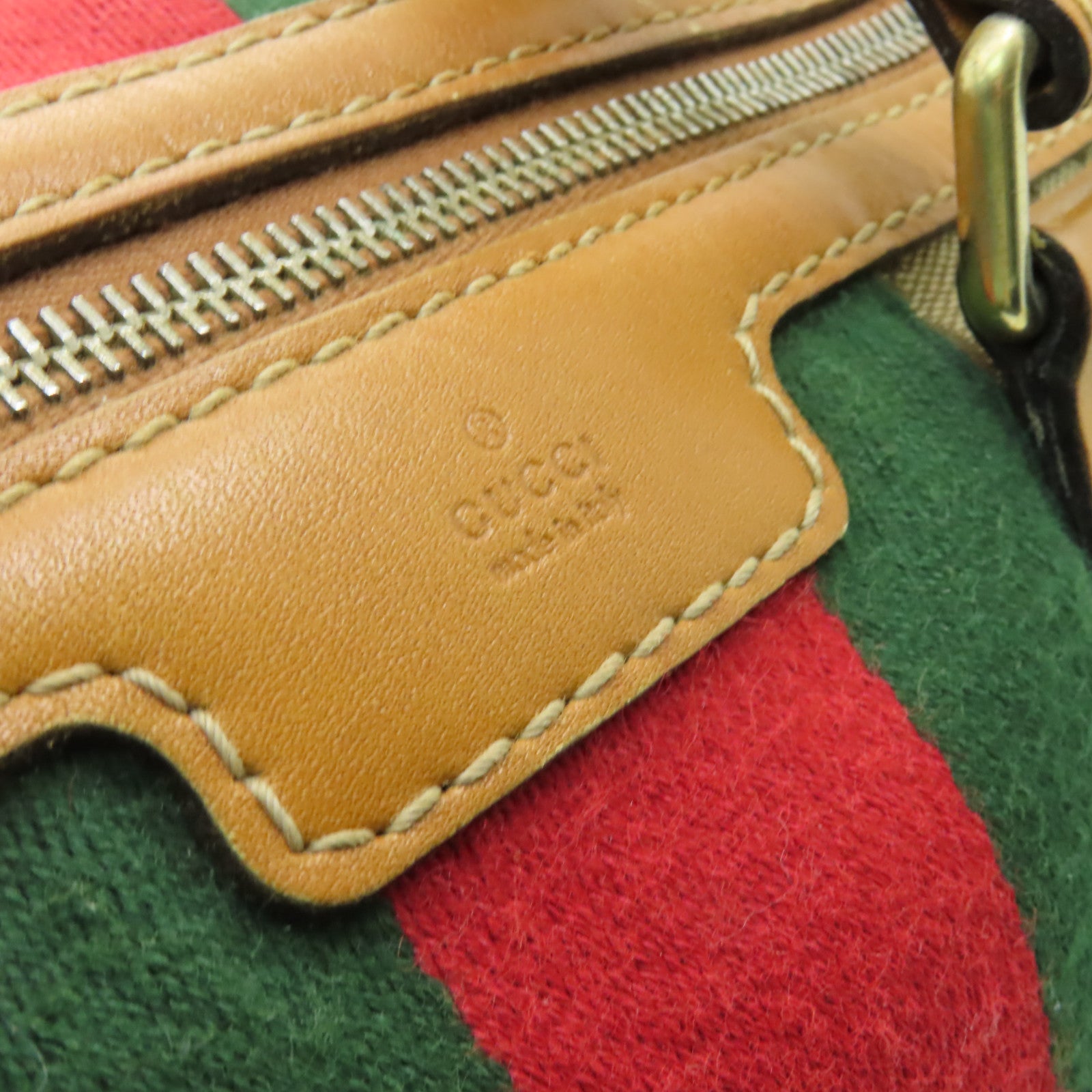 GUCCI 帆布GG Boston Bag金扣手挽袋啡色
