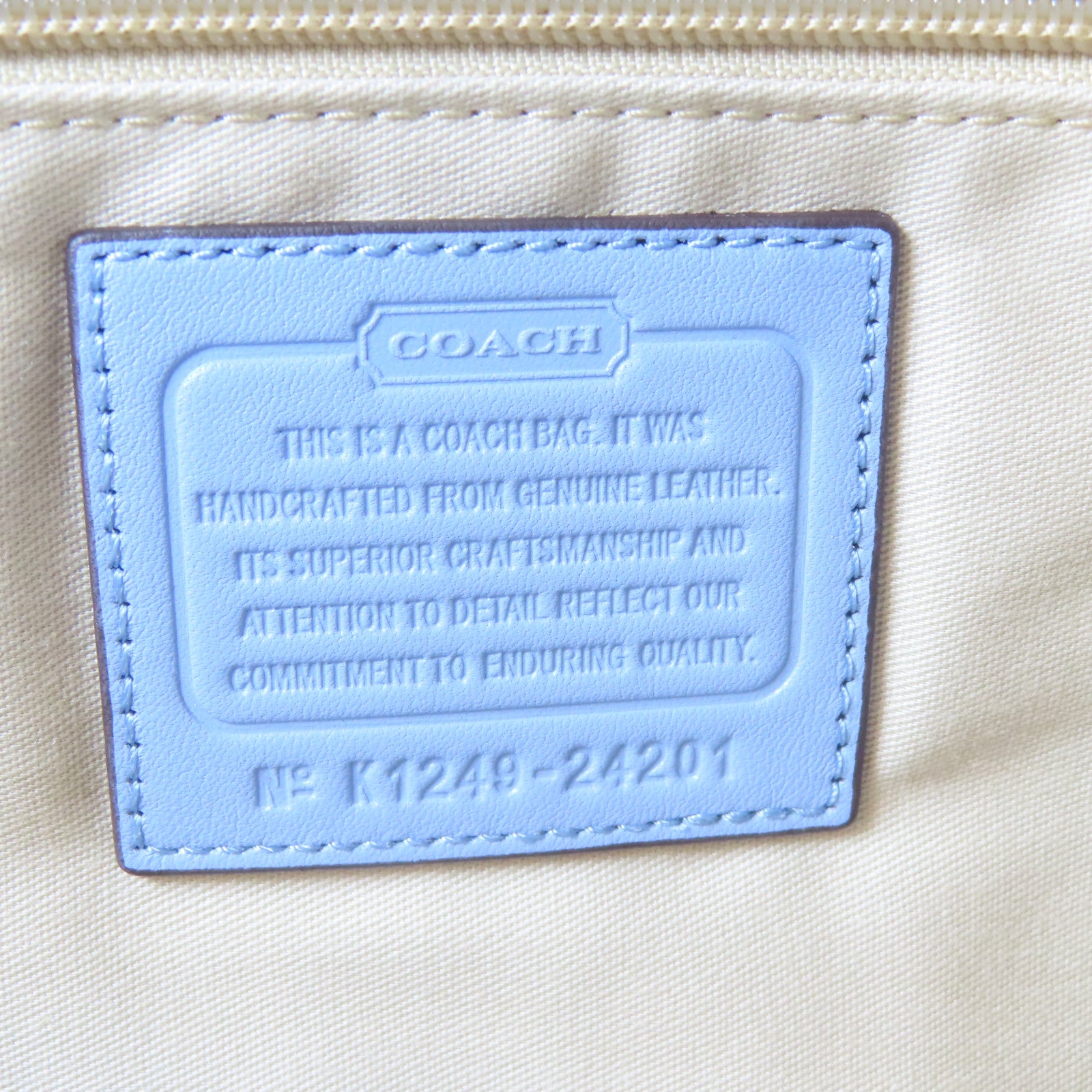 COACH 牛皮皮革Hand Bag銀扣手挽袋淺藍色