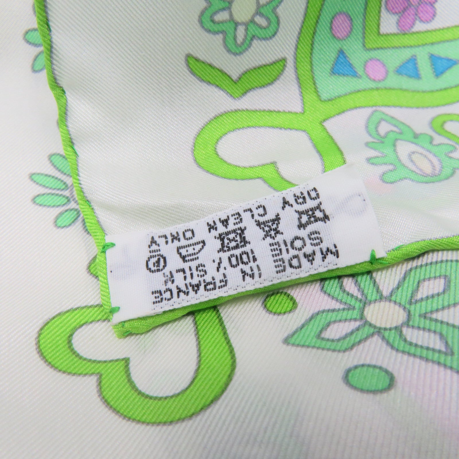 HERMES Silk Scarf Green/Purple/Color