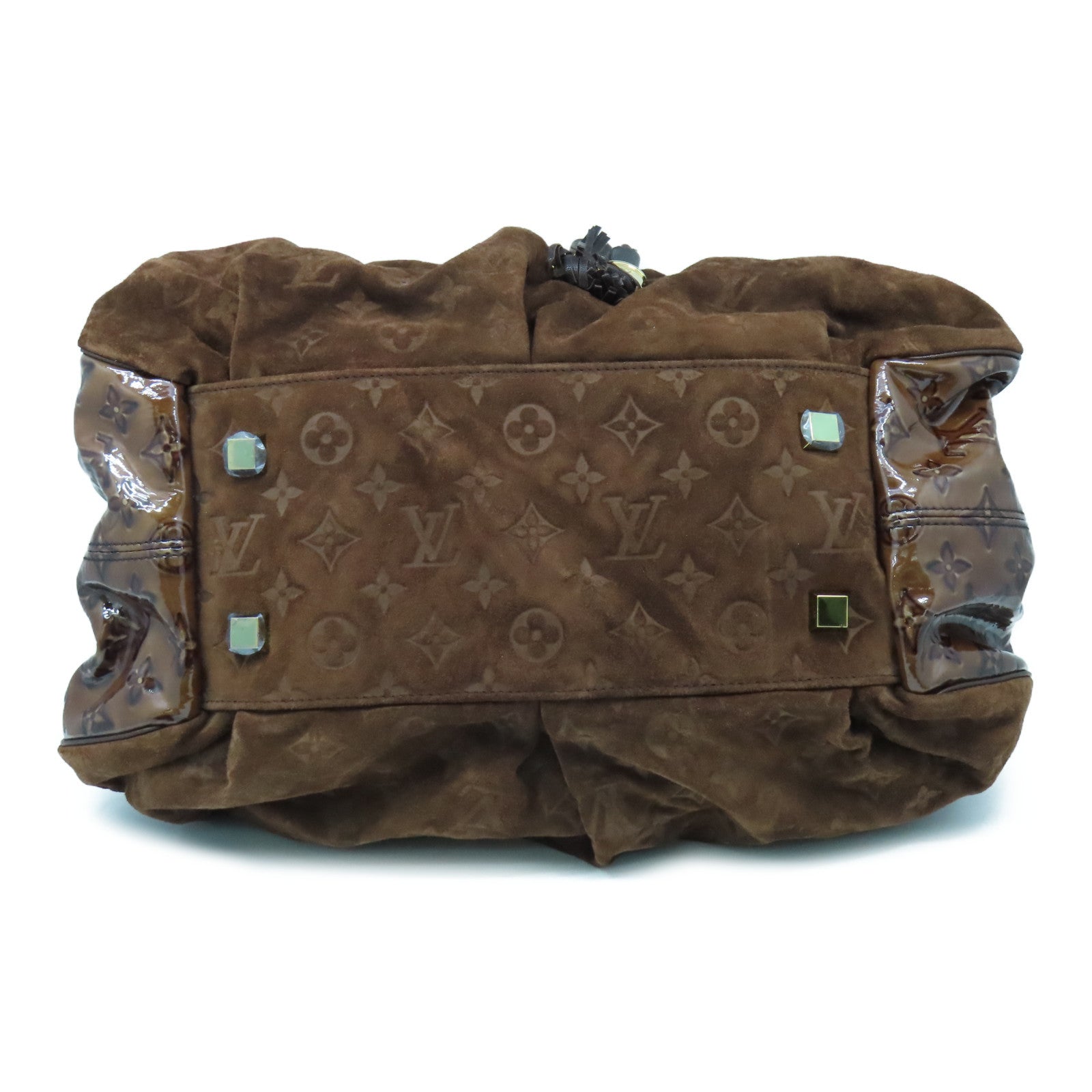 LOUIS VUITTON 麂皮皮革/漆皮皮革Irene Shoulder Bag金扣肩背袋啡色