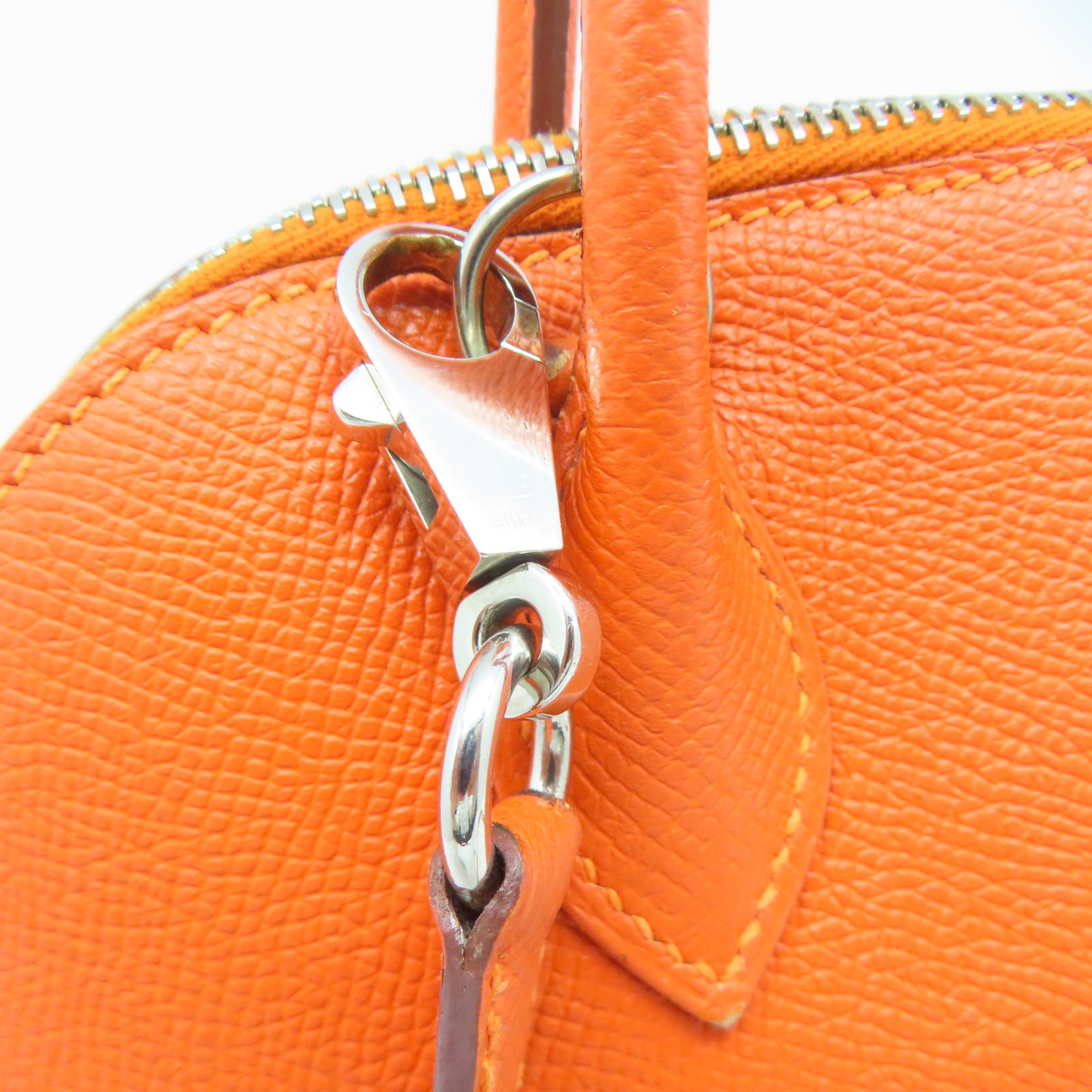 HERMES Veau Epsom皮革Bolide 27銀扣手挽肩背兩用袋火橘色