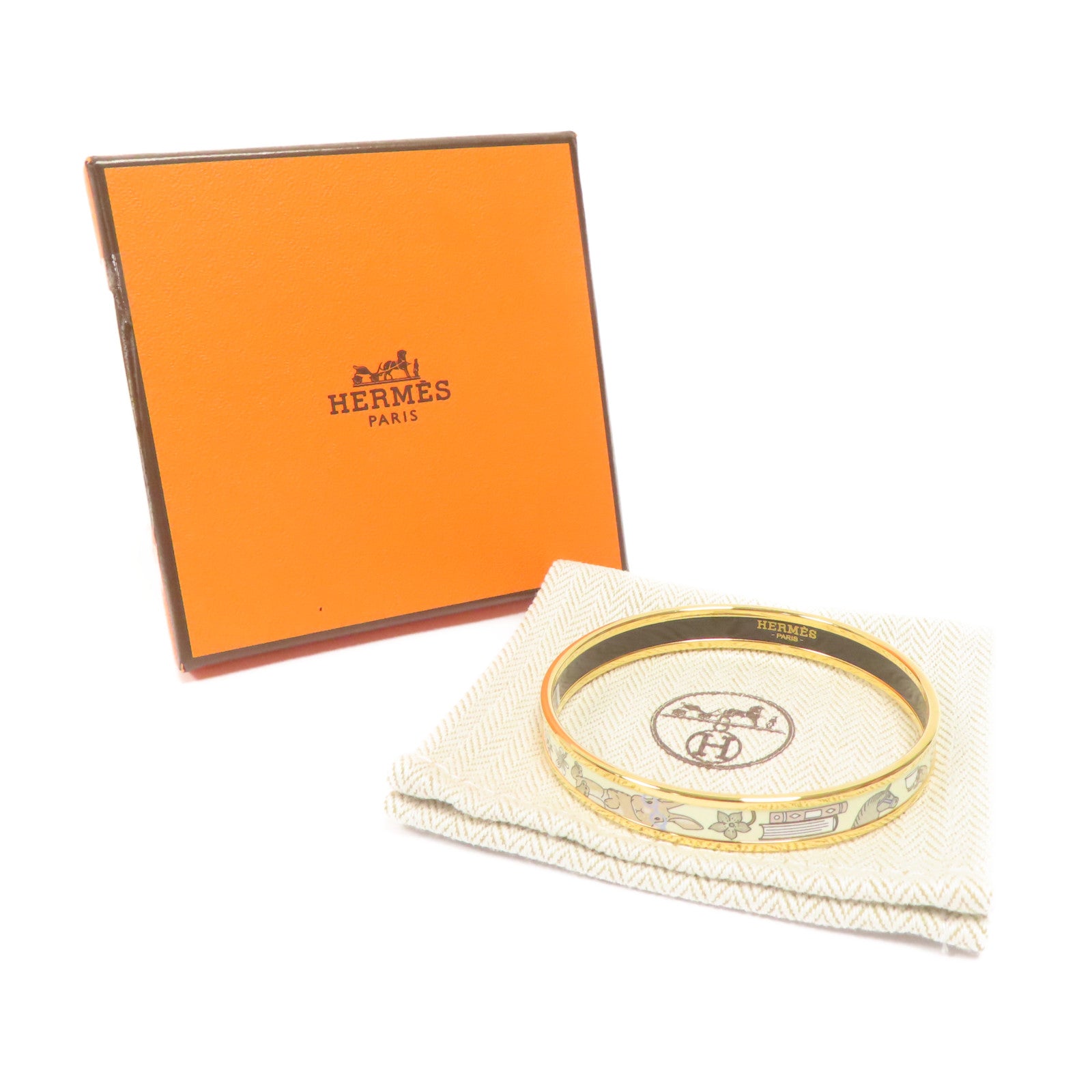 HERMES 金屬Bangle手鐲金色#19.25cm