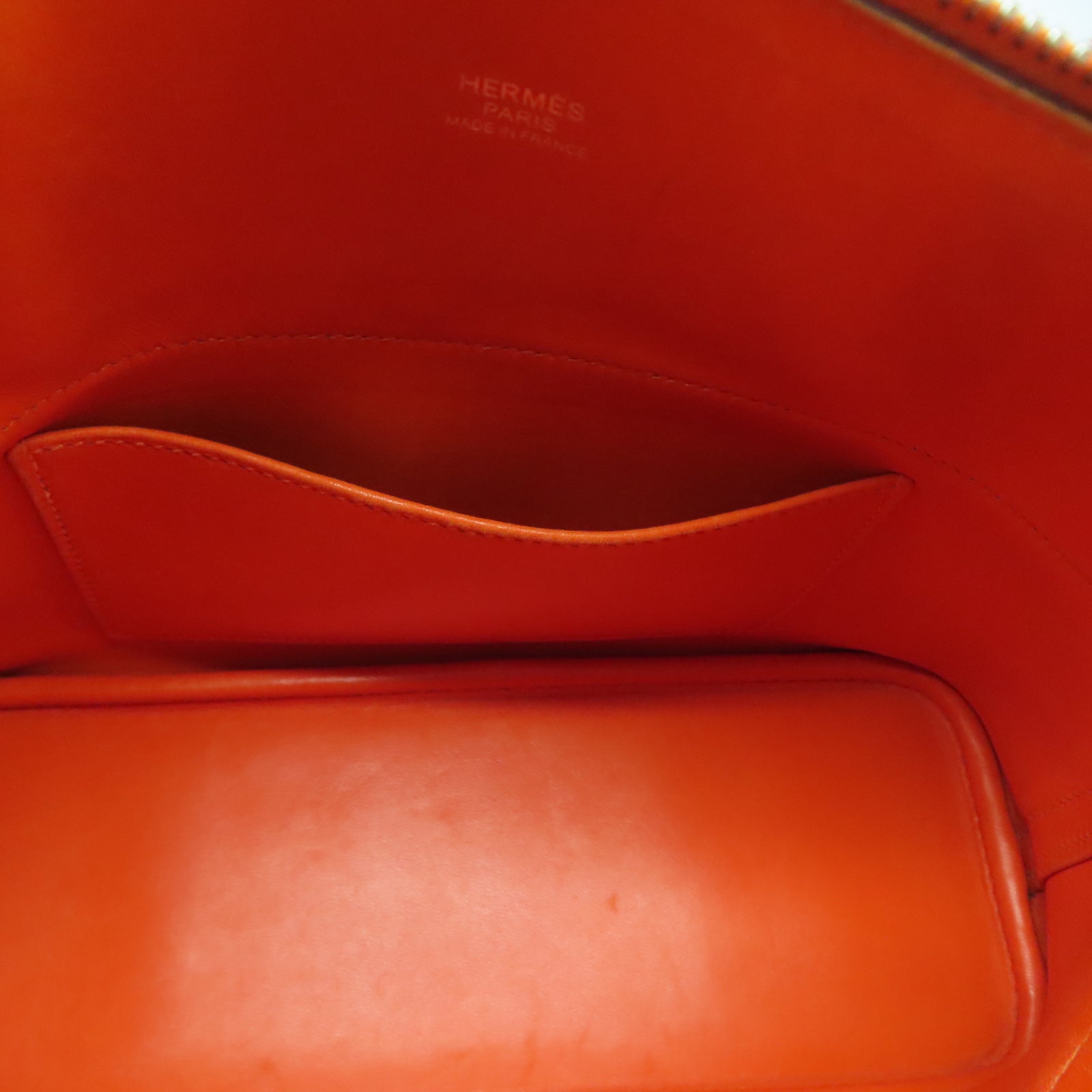 HERMES Veau Epsom皮革Bolide 27銀扣手挽肩背兩用袋火橘色